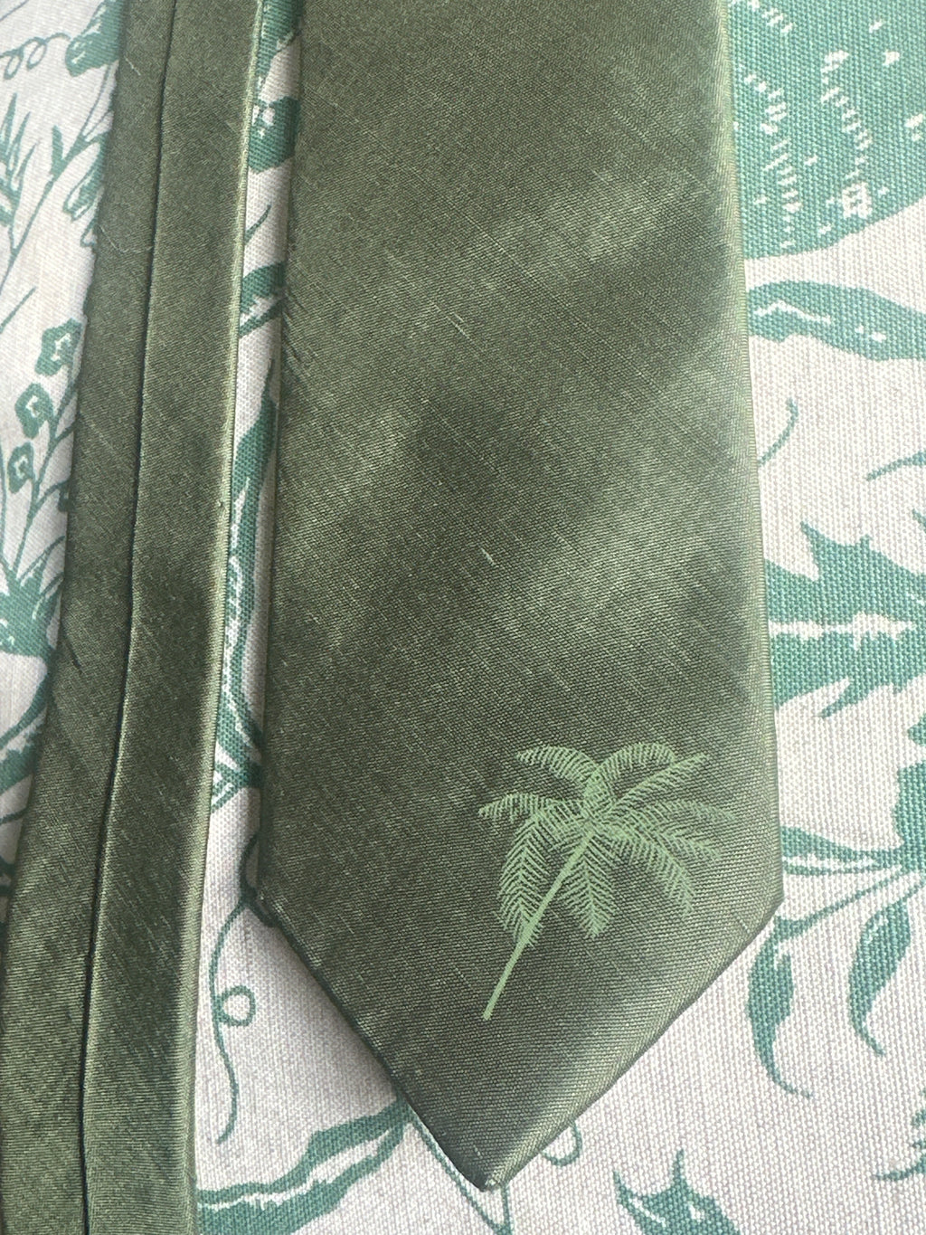 Jim Thompson Silk Green Palm Tree Tie