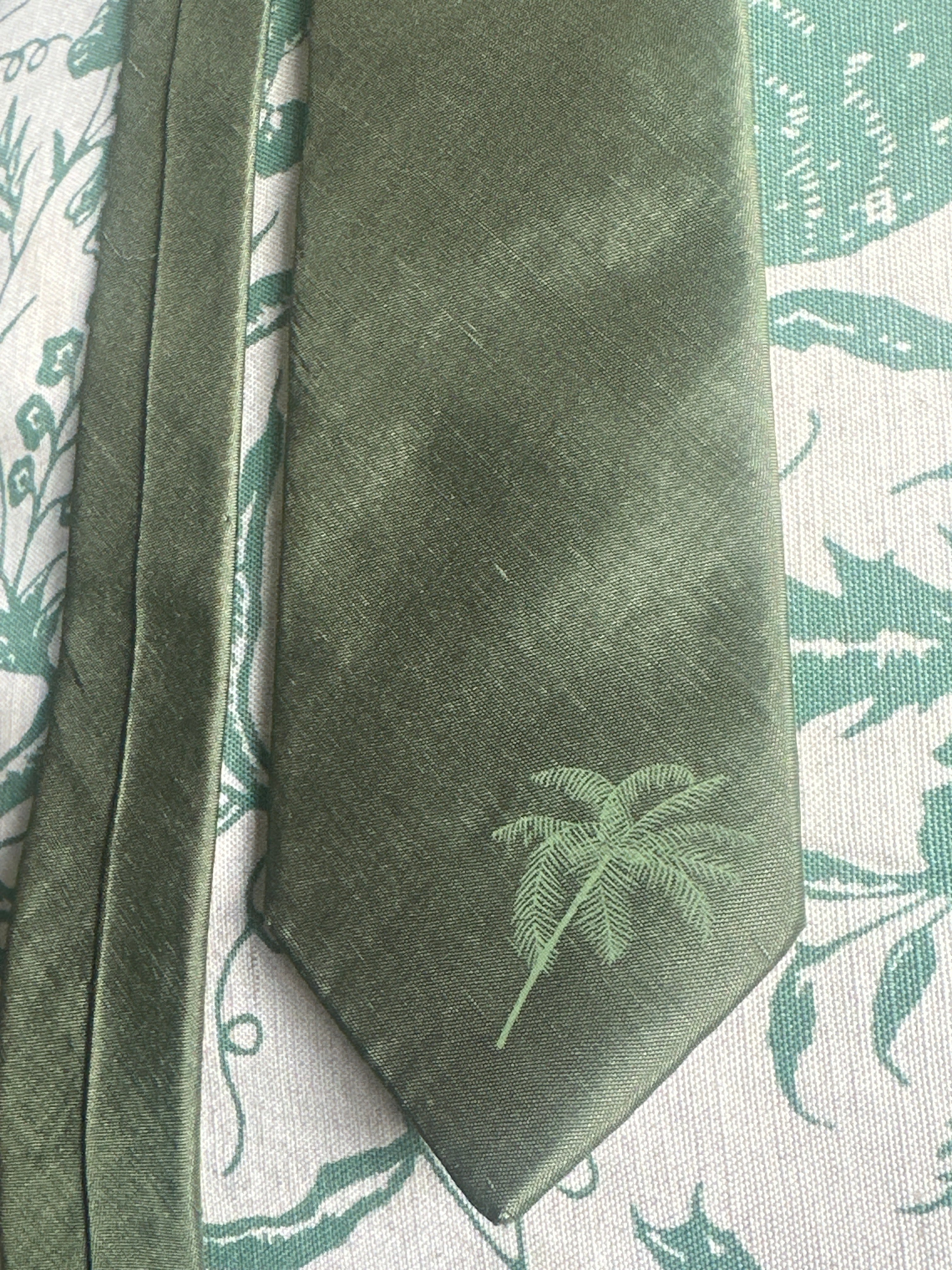 Jim Thompson Silk Green Palm Tree Tie