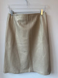 INC Cream Shimmer Leather Pencil Skirt