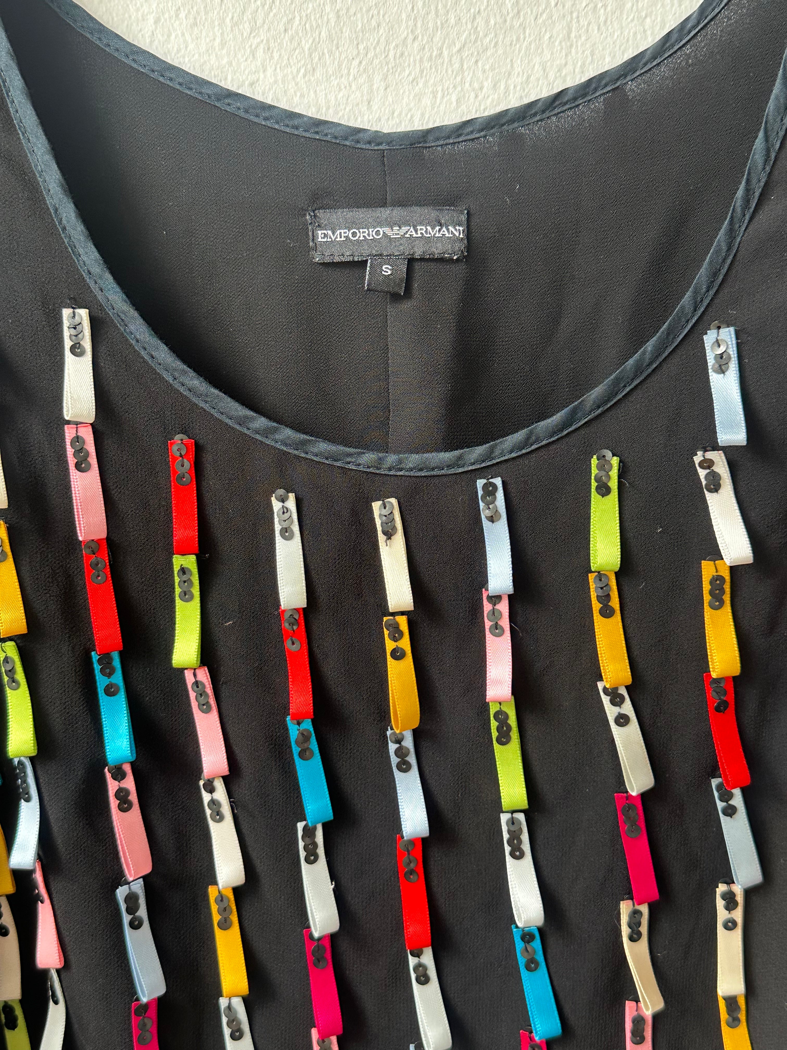 Emporio Armani Rainbow Ribbon Sequin Top