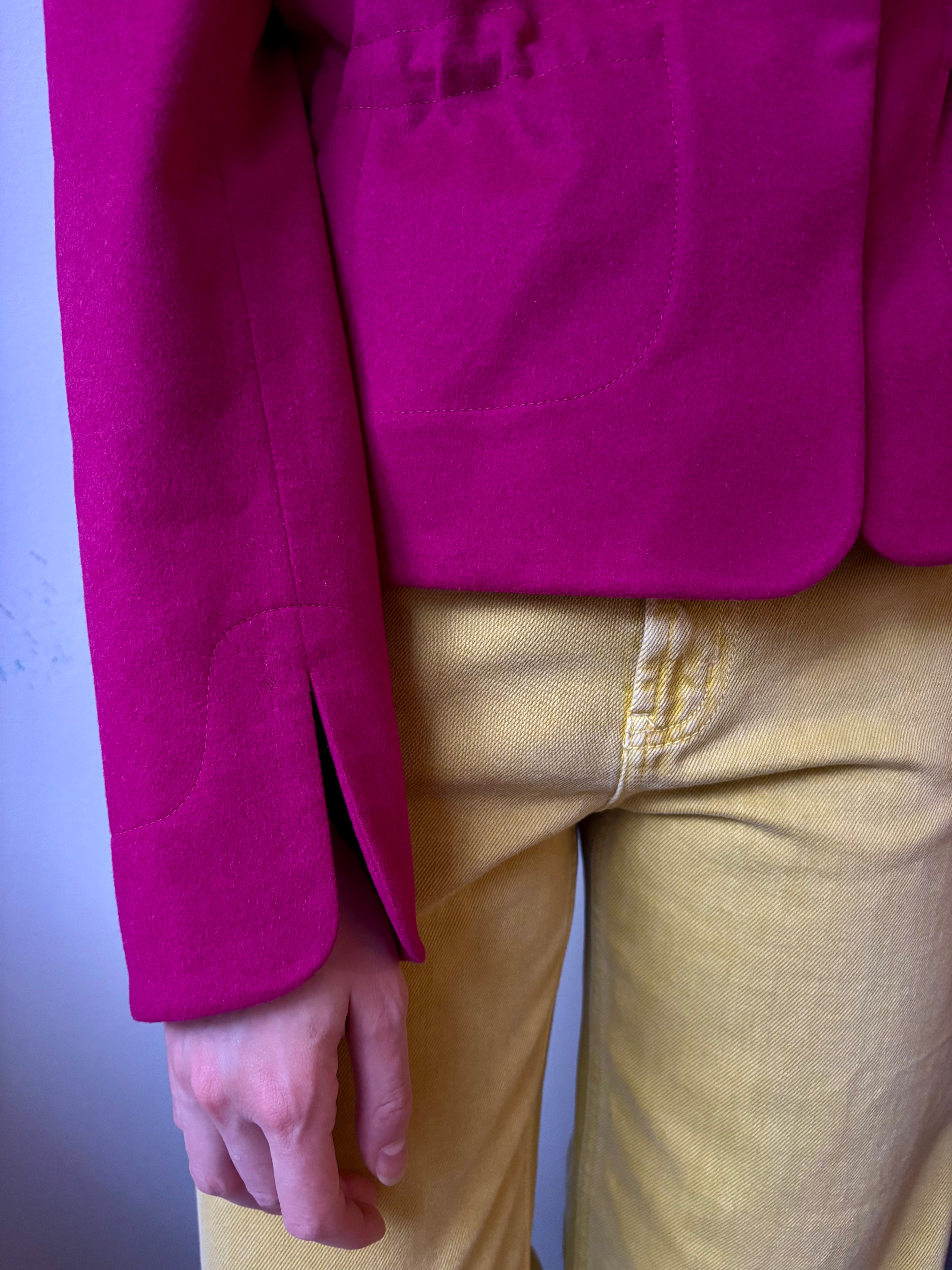 Akris Punto Wool and Angora Hot Pink Adjustable Jacket
