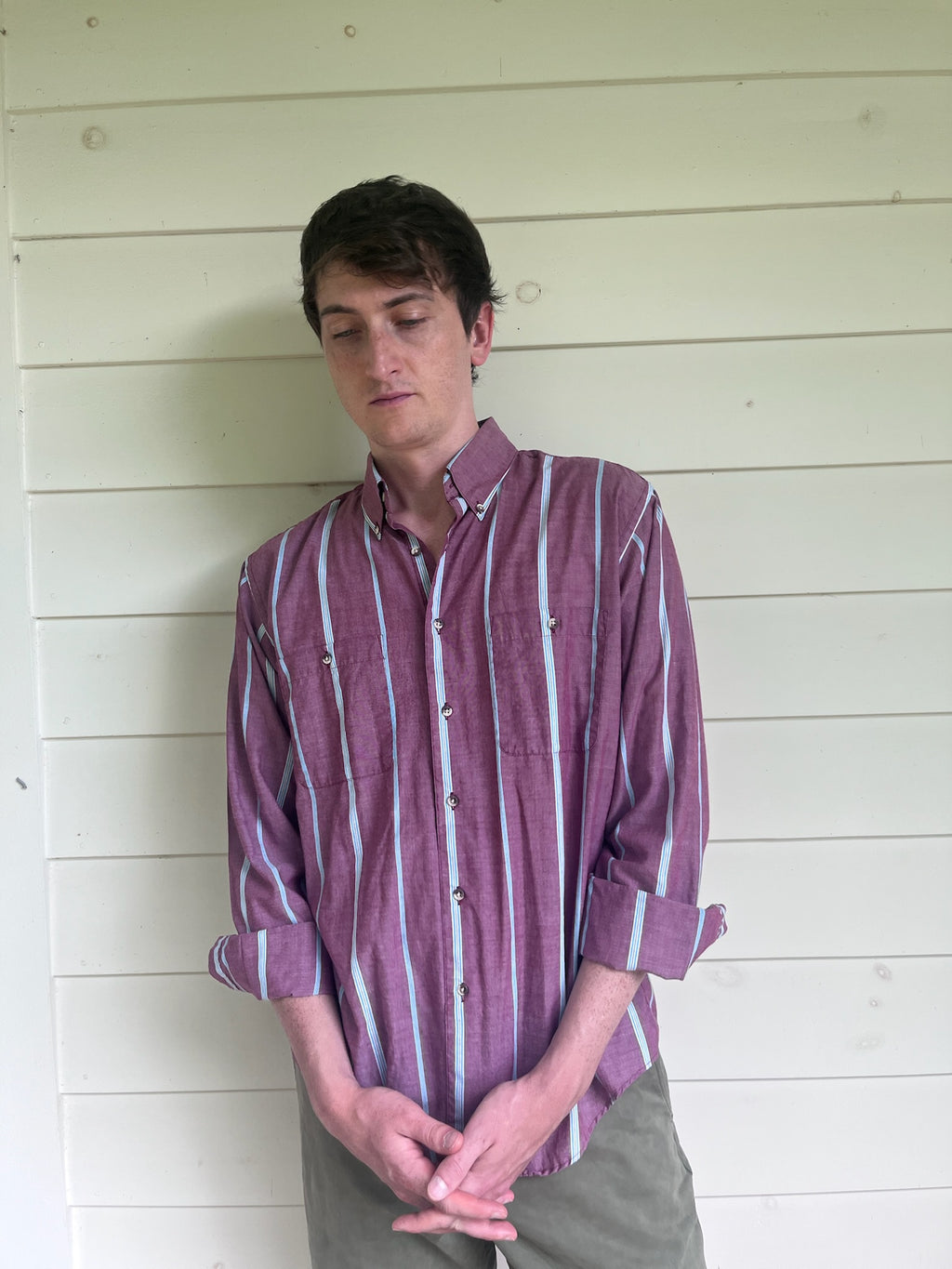 John Weitz Men's Striped Button Down