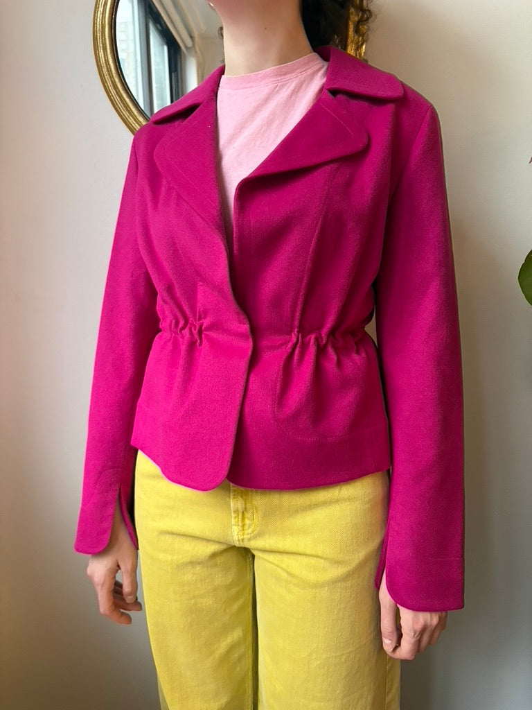Akris Punto Wool and Angora Hot Pink Adjustable Jacket