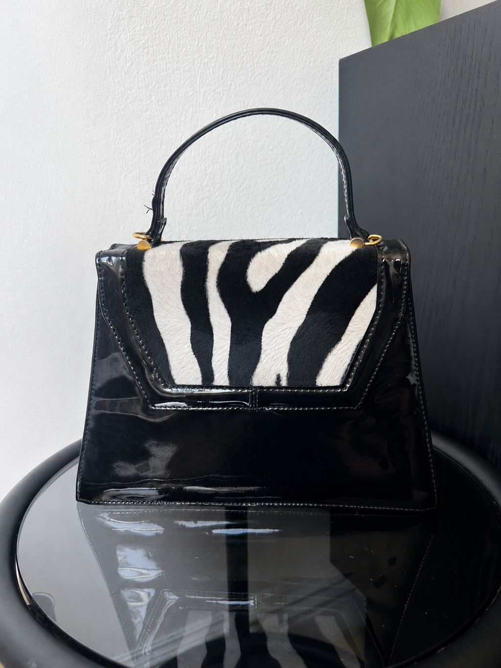 Zebra Black Patent Mini Bag
