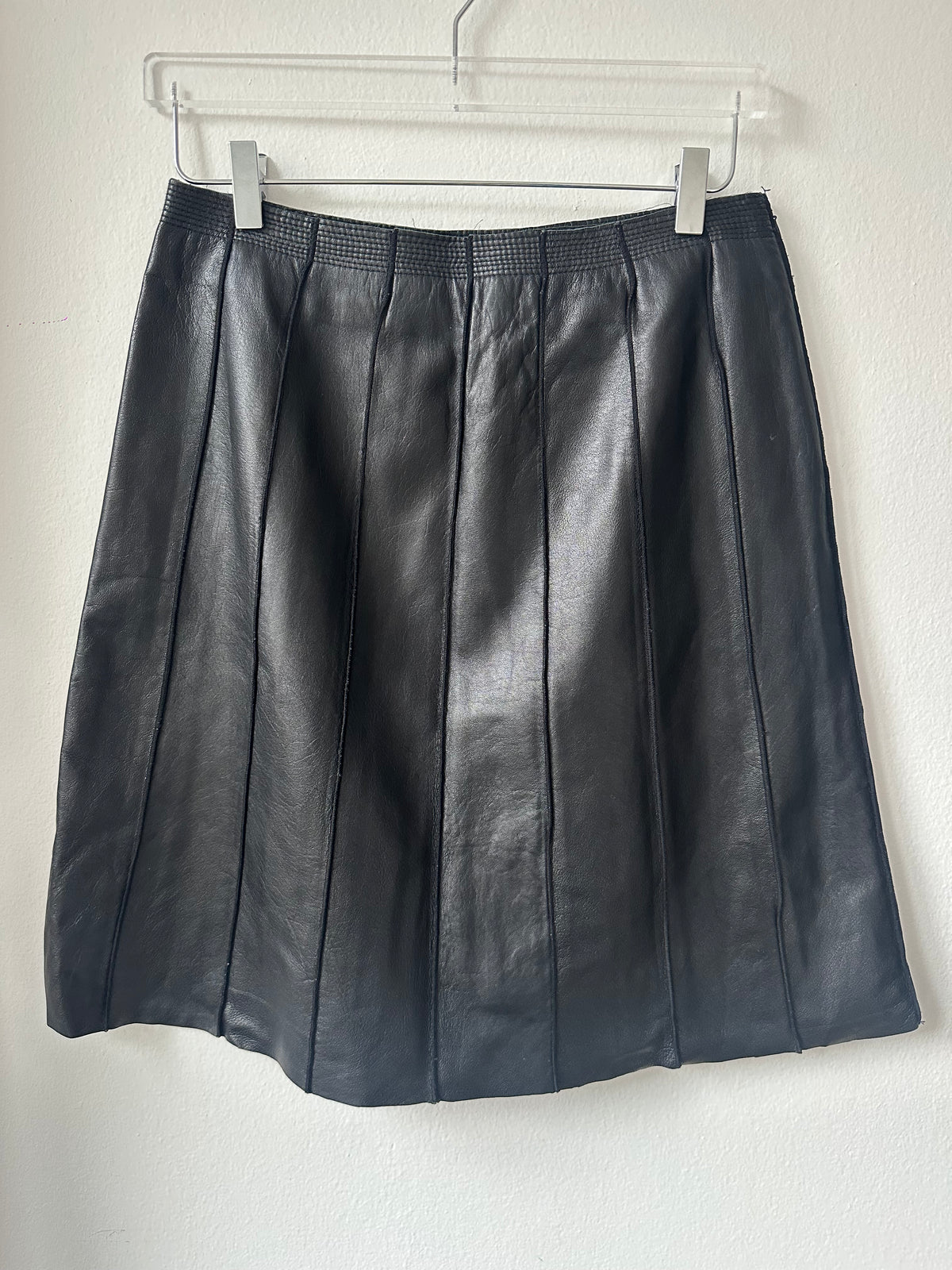 INC Black Leather Panel Skirt