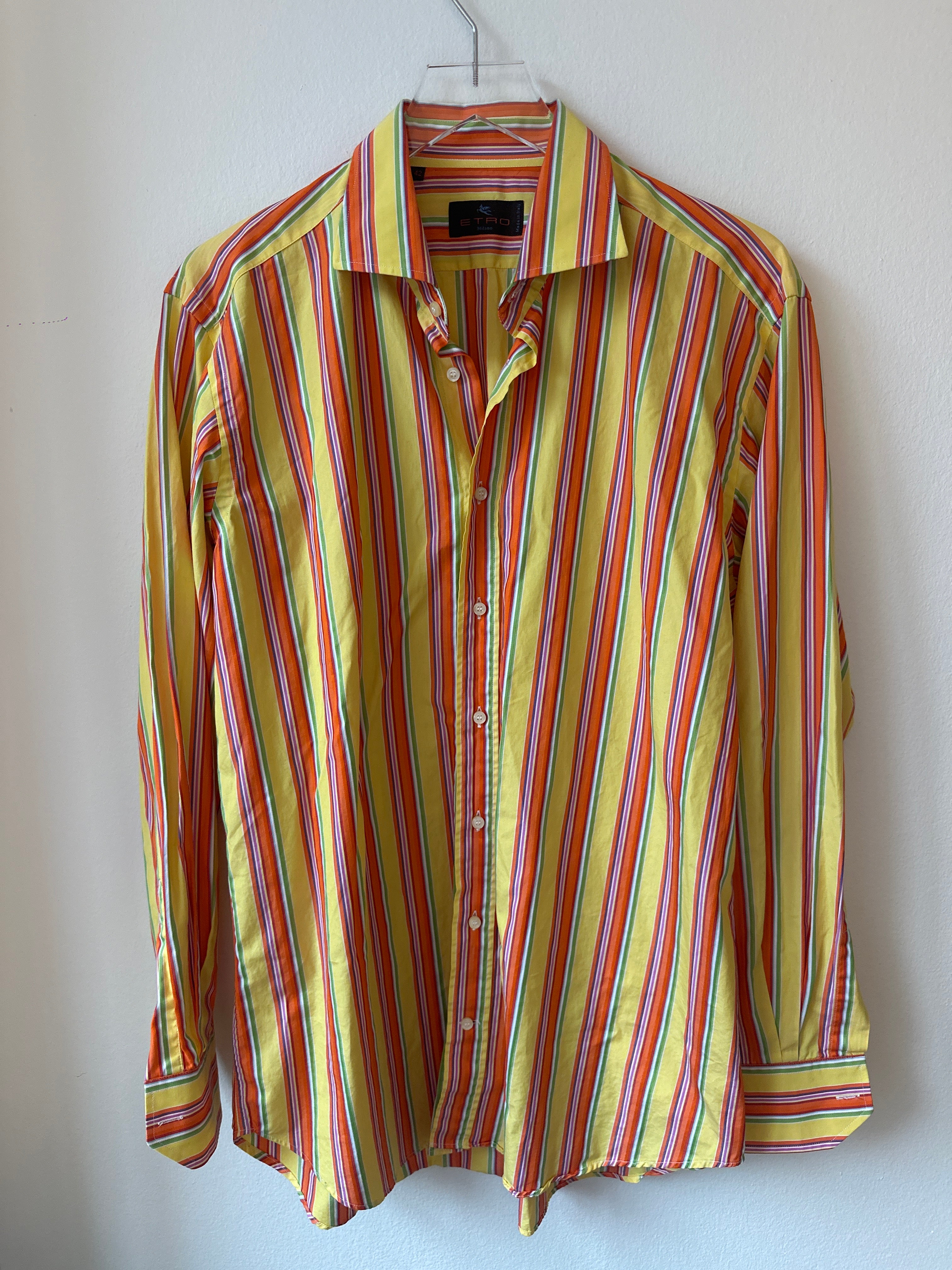 ETRO Men’s Striped Yellow Button Down