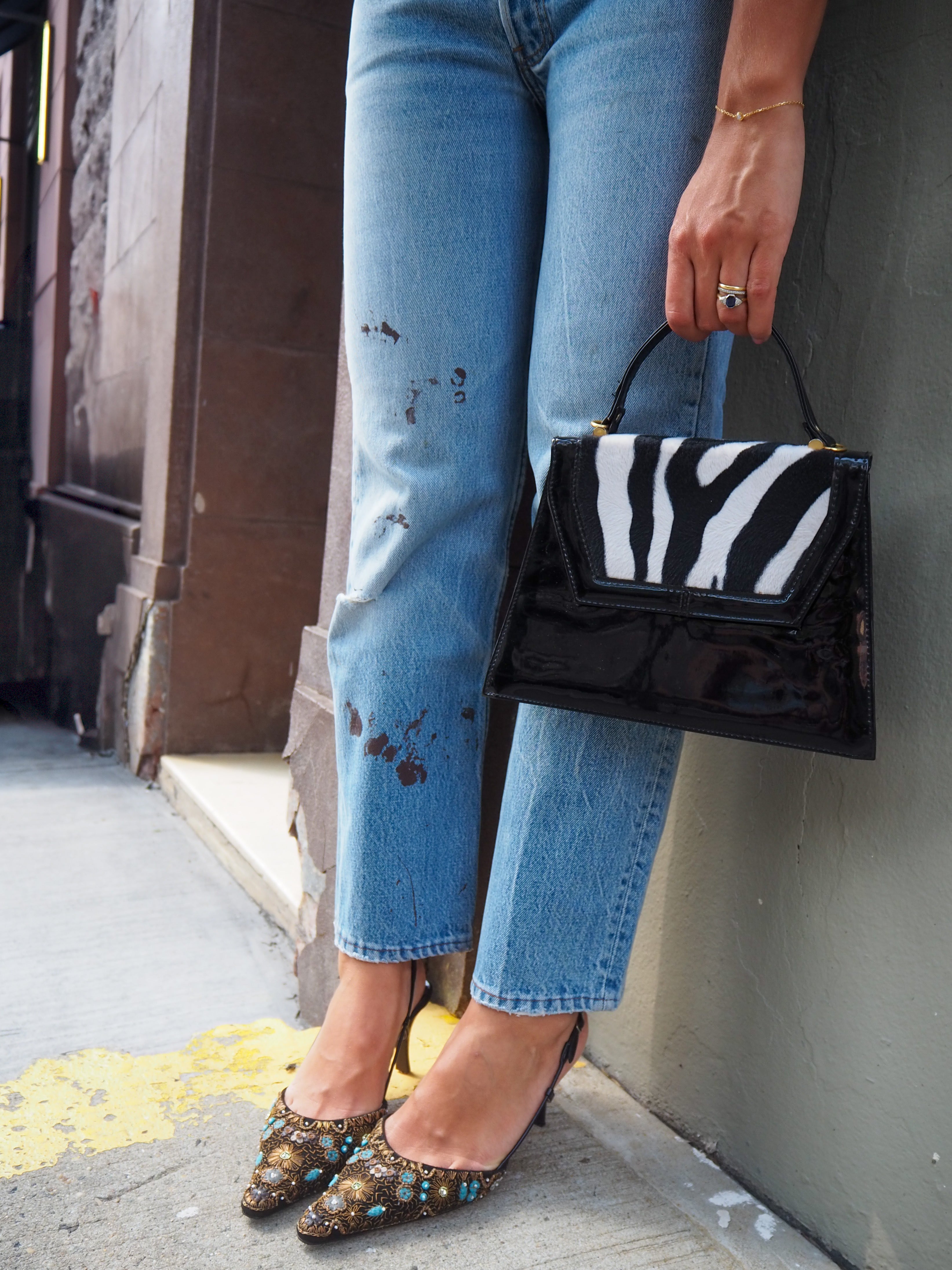 Zebra Black Patent Mini Bag