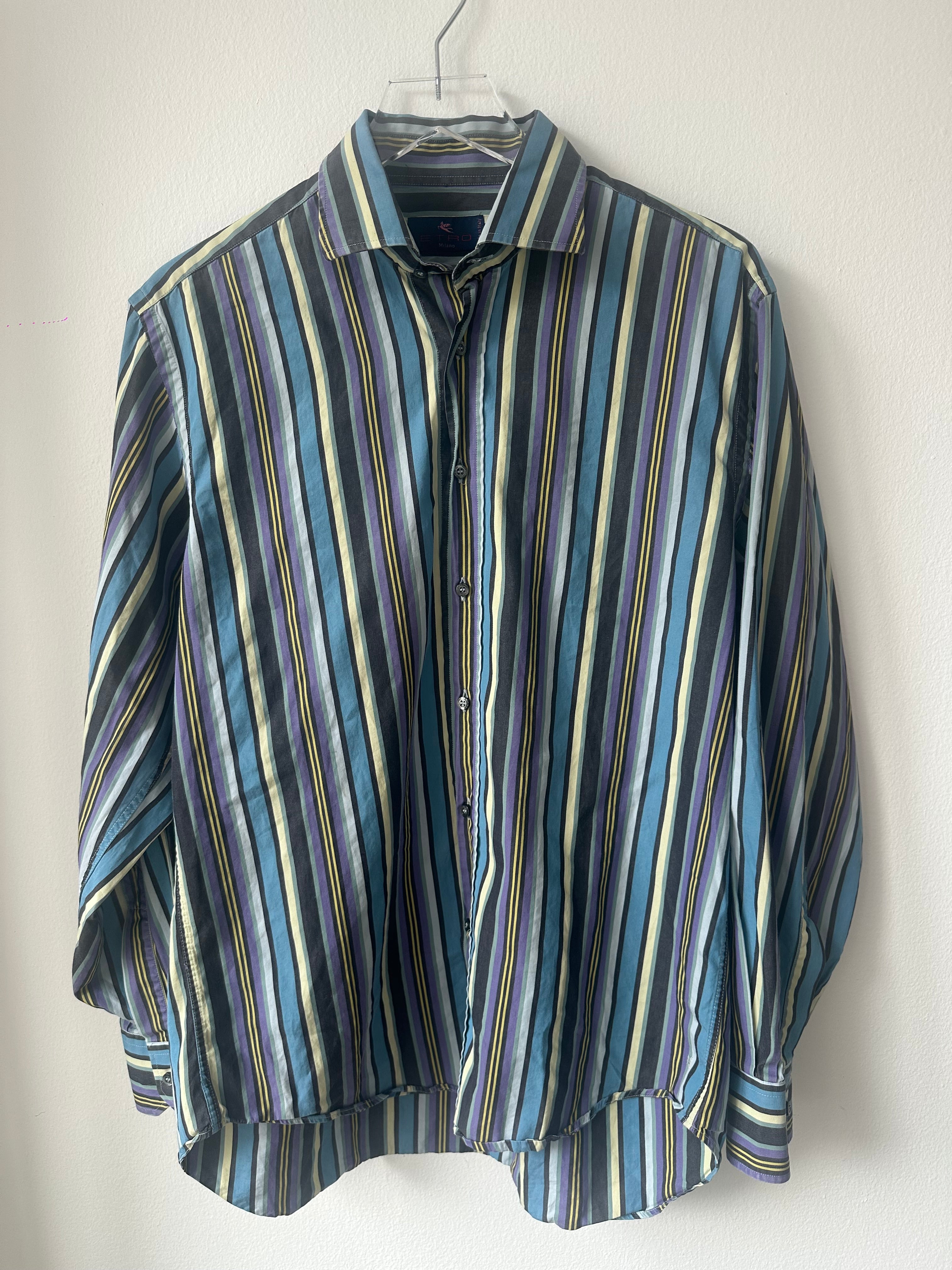 ETRO Men’s Striped Blue Button Down