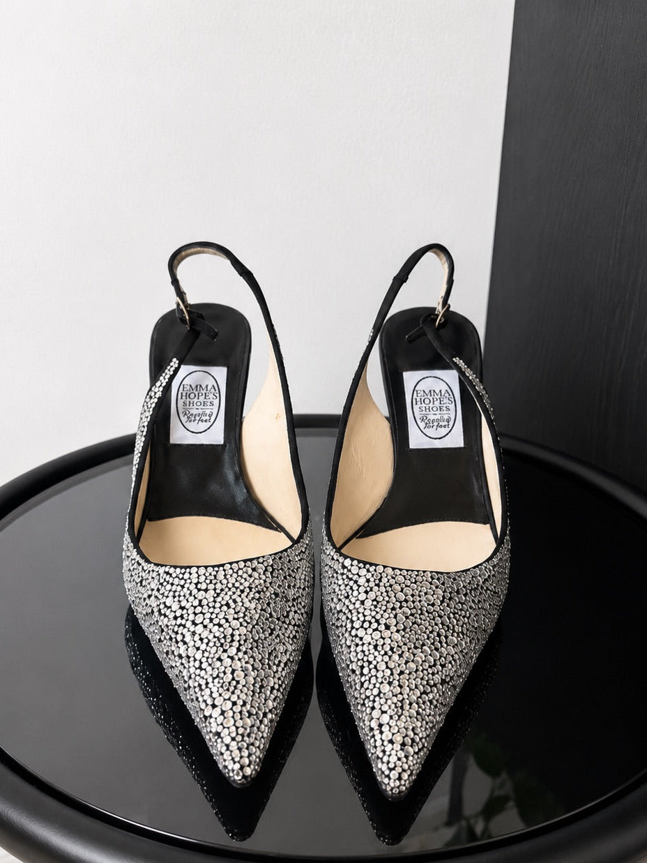 Emma Hope Crystal Sling Back Kitten Heels