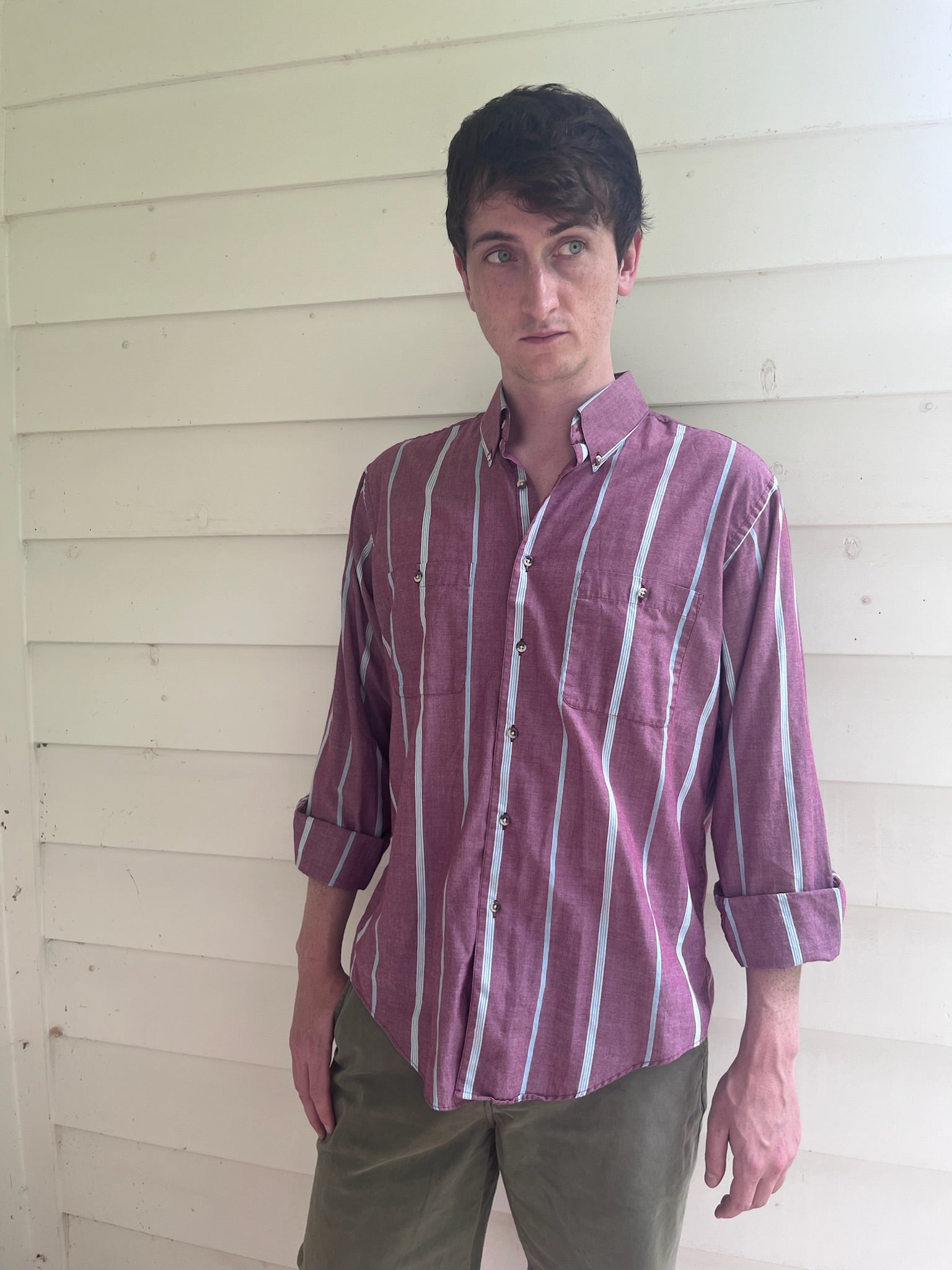 John Weitz Men's Striped Button Down