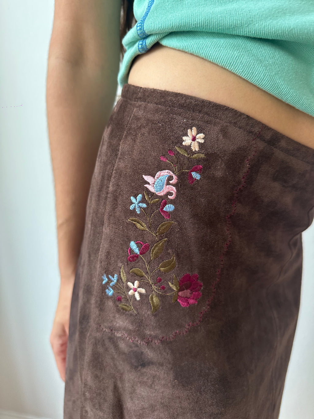 INC Brown Suede Leather Skirt