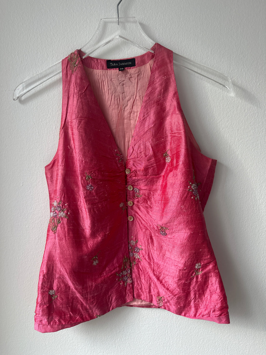Tara Jarmon Pink Silk Vest Top