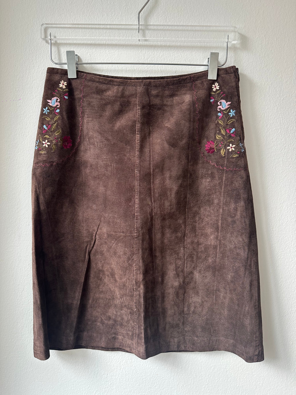 INC Brown Suede Leather Skirt