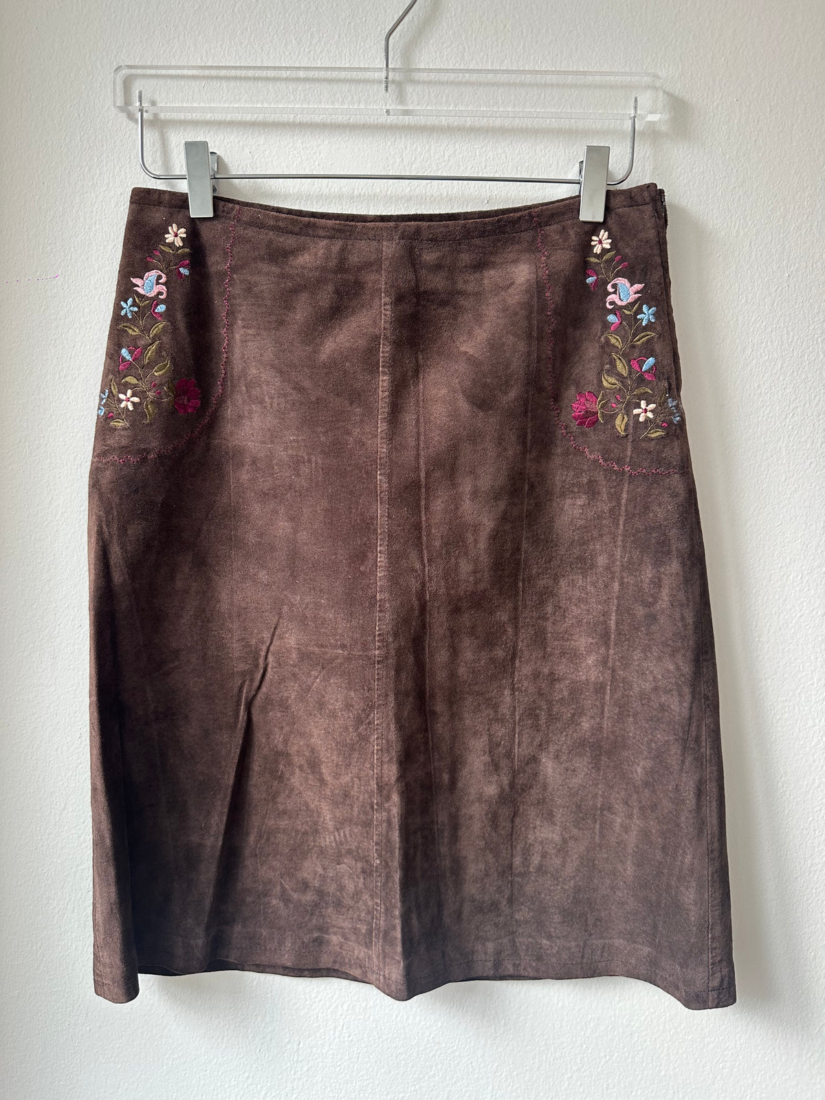 INC Brown Suede Leather Skirt