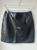 INC Black Button Leather Mini Skirt