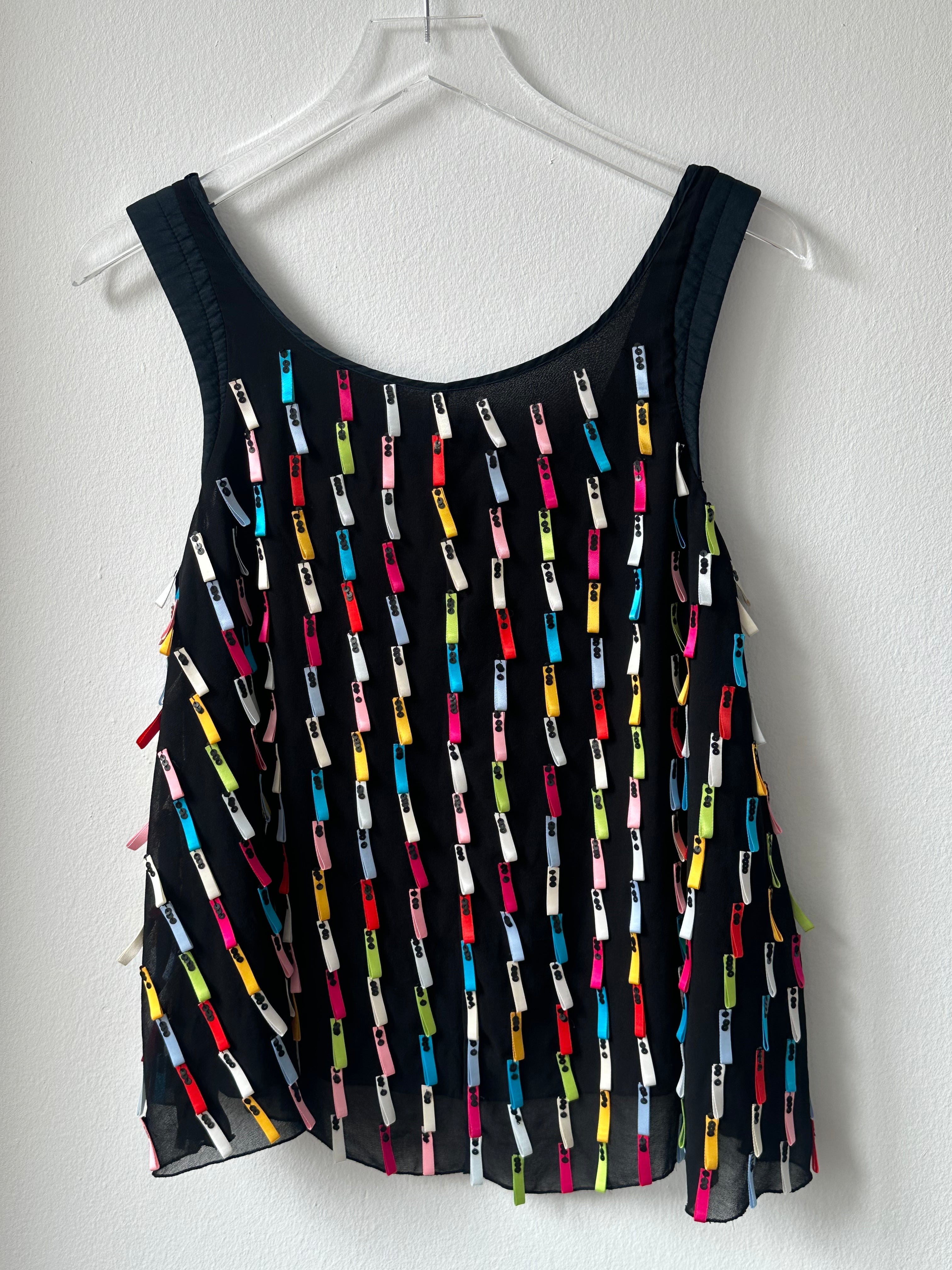 Emporio Armani Rainbow Ribbon Sequin Top
