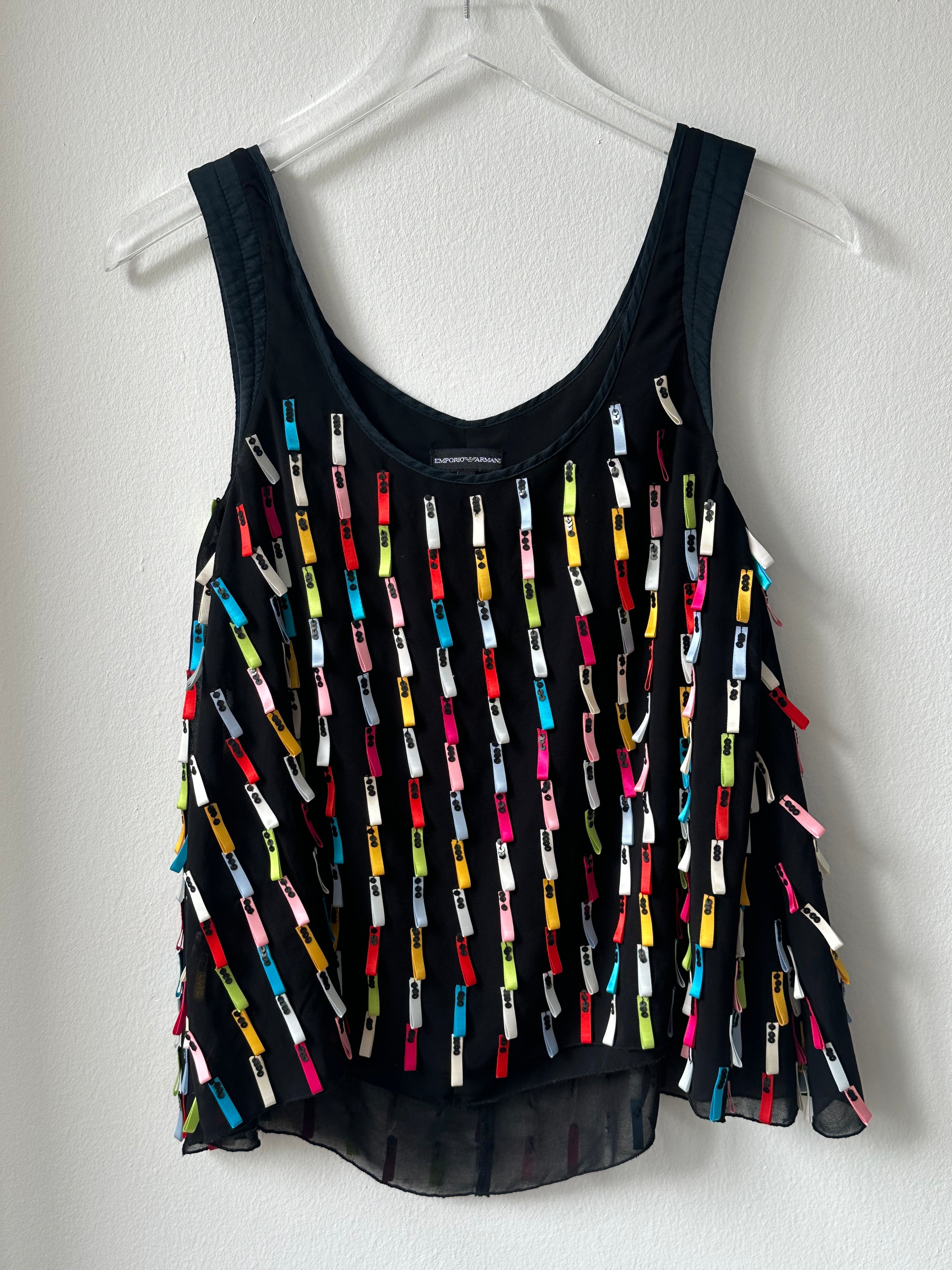 Emporio Armani Rainbow Ribbon Sequin Top