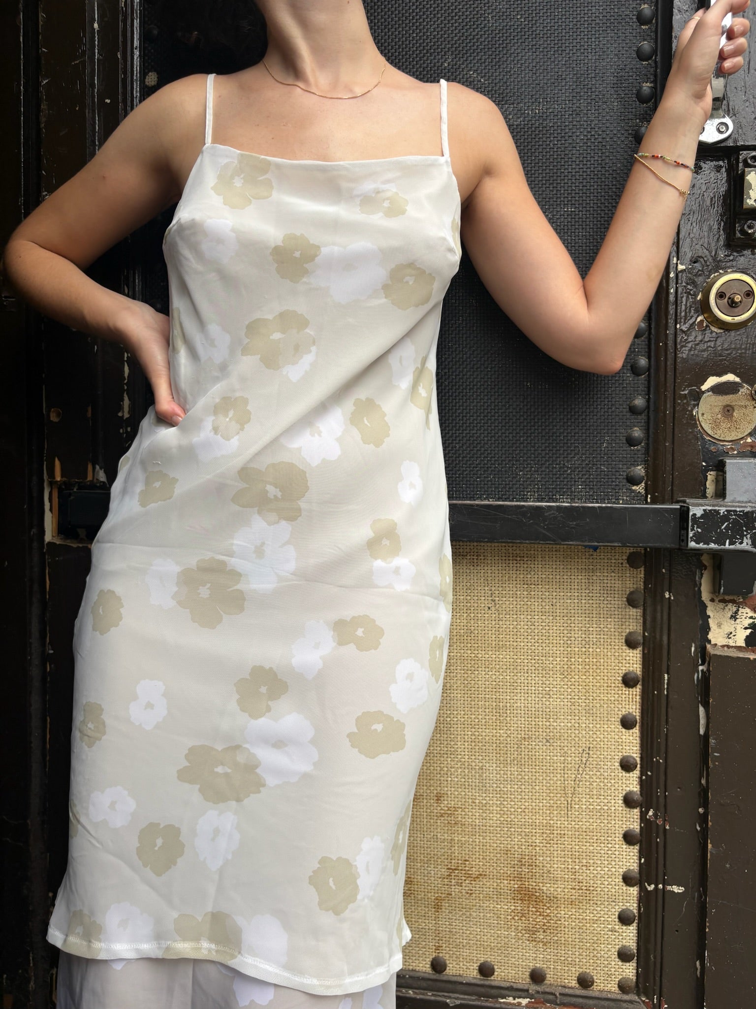 United Colors of Benetton Cream Floral Slip Dress