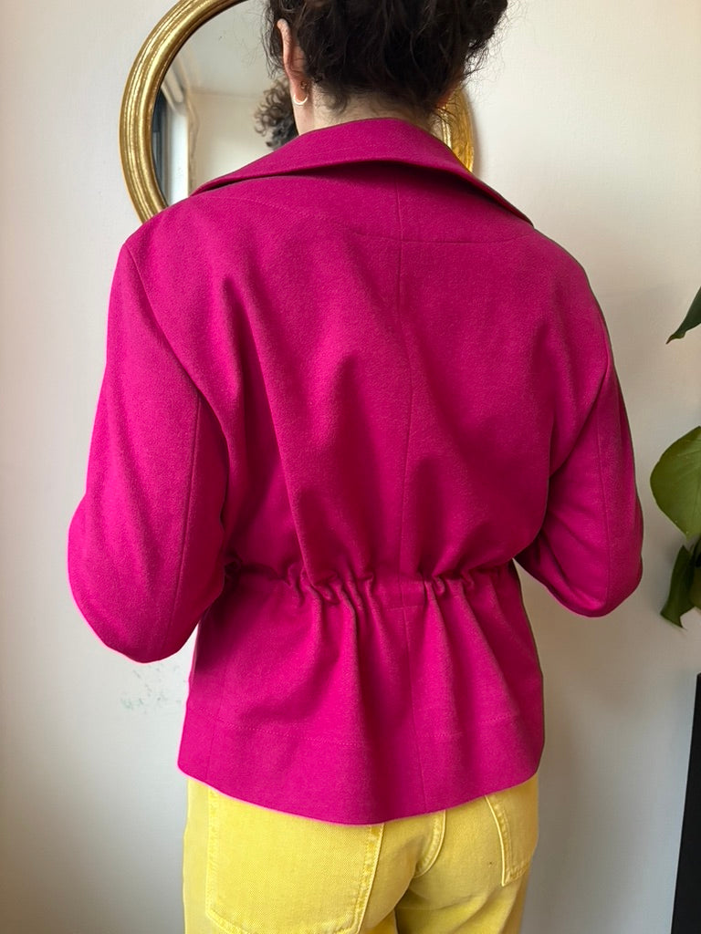 Akris Punto Wool and Angora Hot Pink Adjustable Jacket