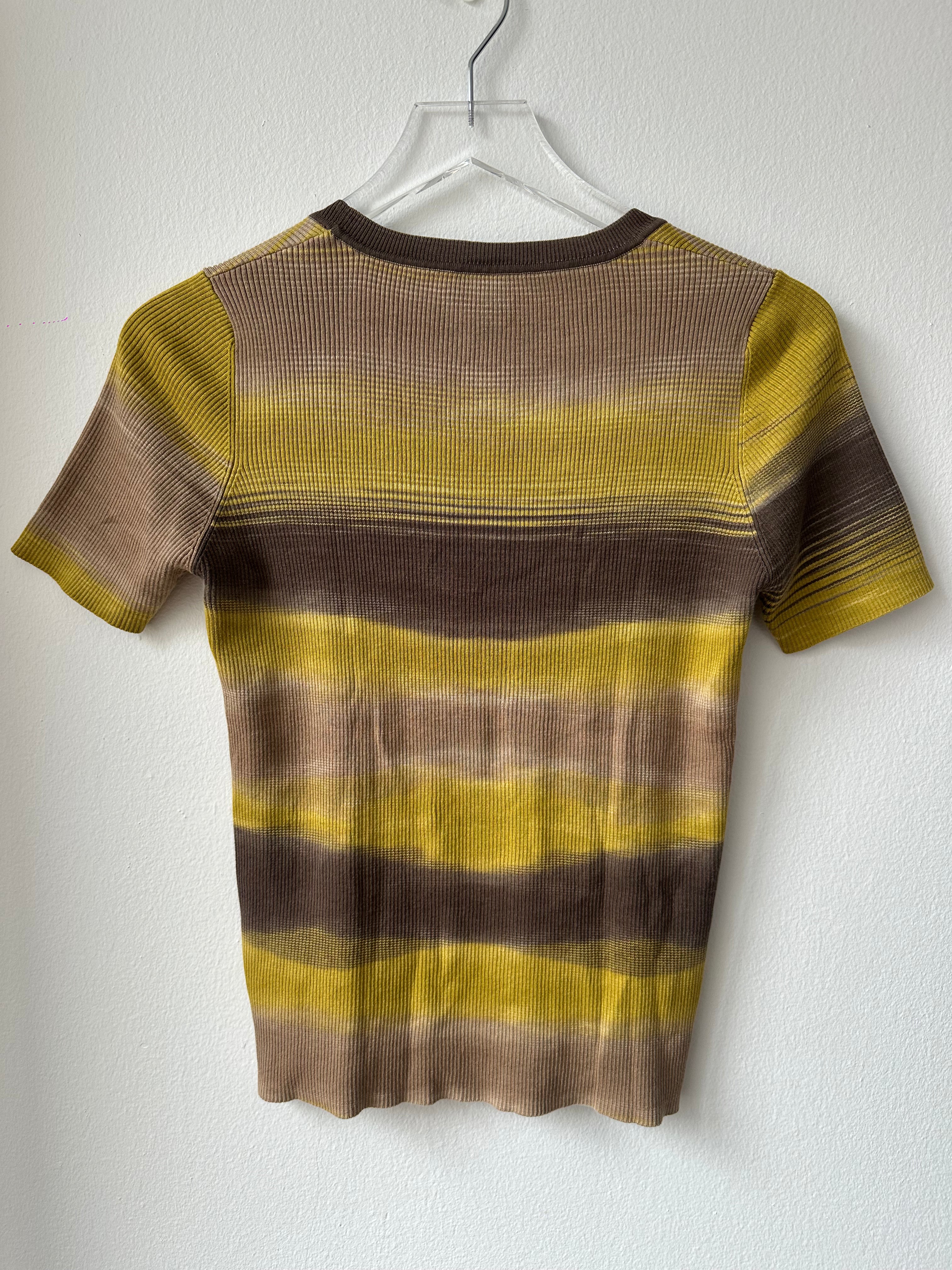 Akris Green Abstract Striped Ribbed T-Shirt