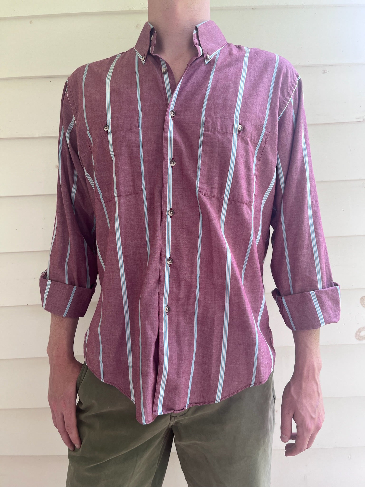 John Weitz Men's Striped Button Down