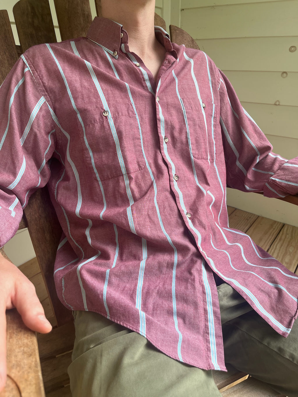 John Weitz Men's Striped Button Down