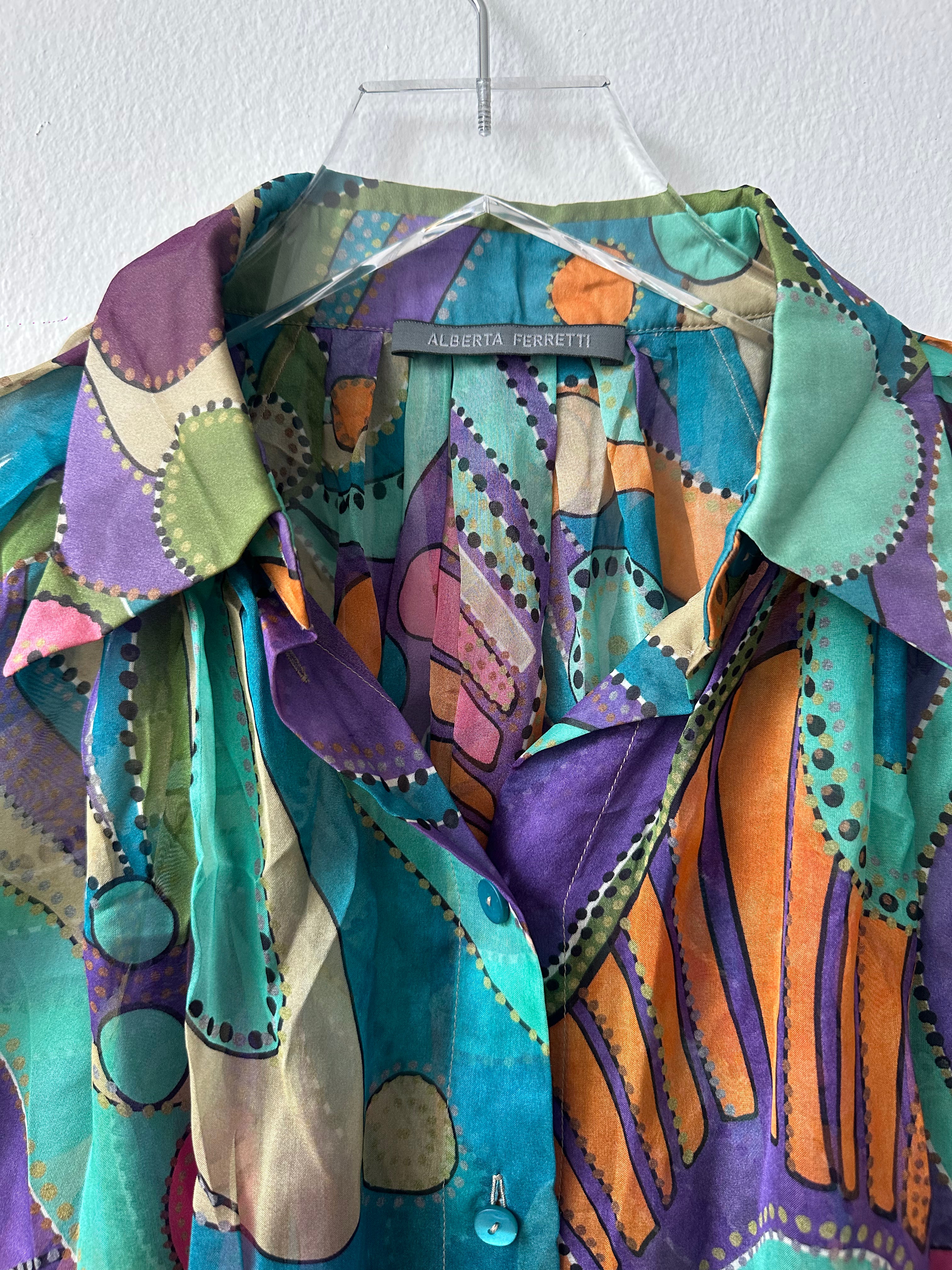 Alberta Ferretti Multicoloured Silk Top