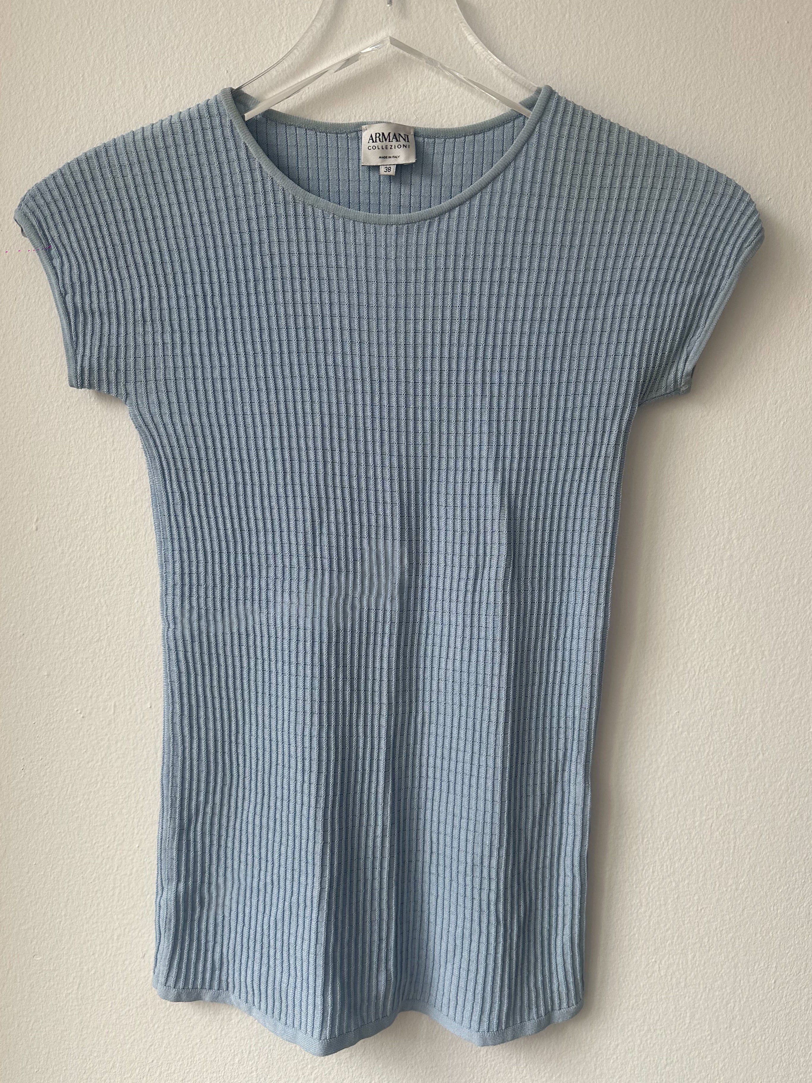 Armani Collezioni Knit Baby Blue Top