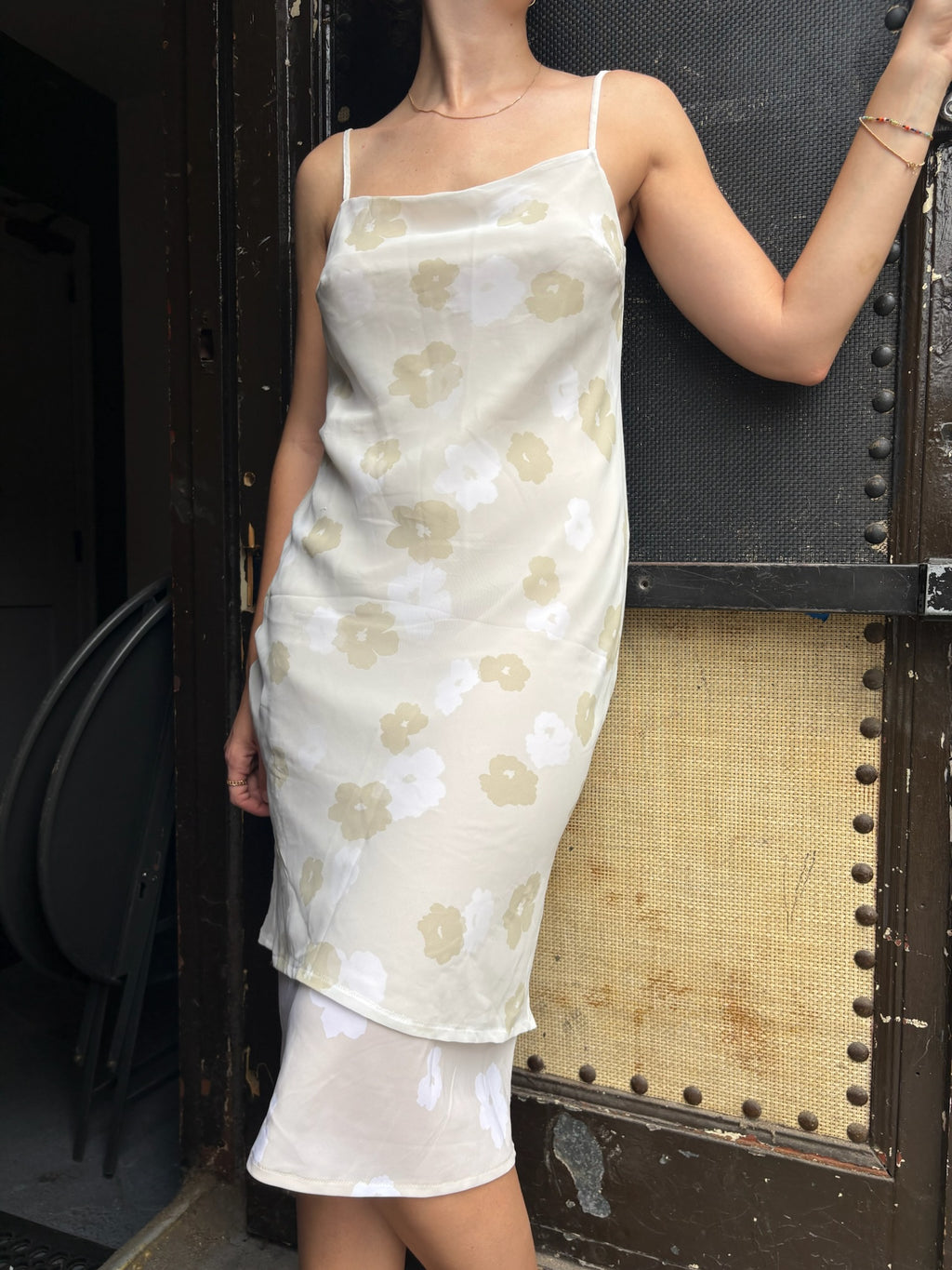United Colors of Benetton Cream Floral Slip Dress