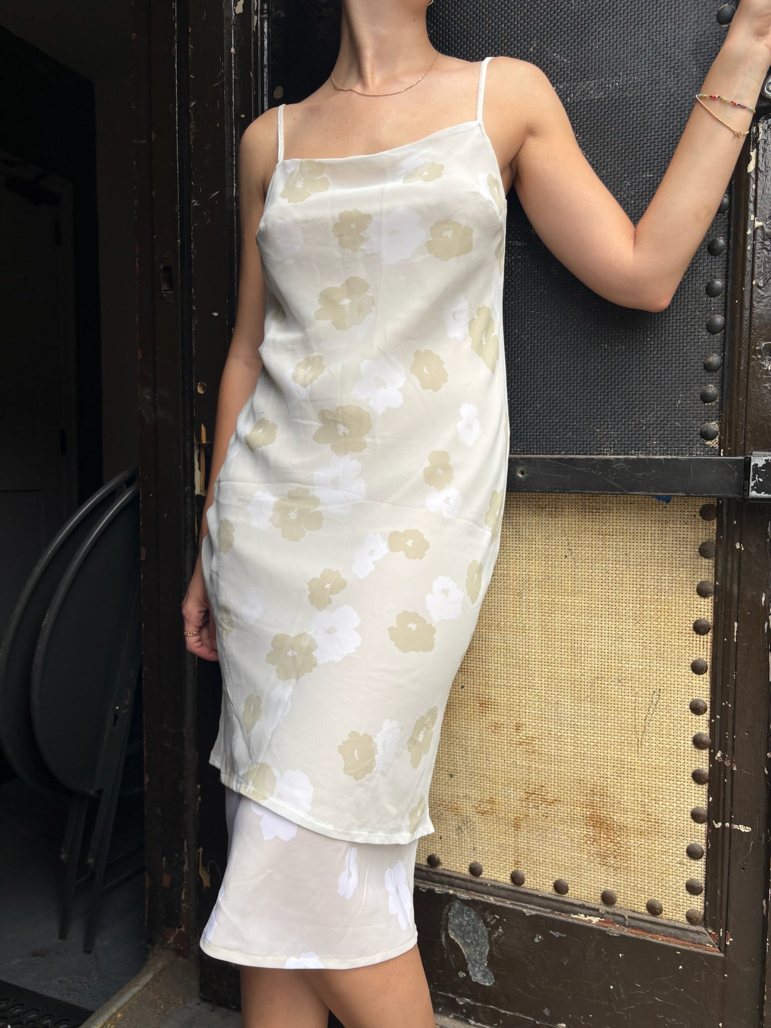 United Colors of Benetton Cream Floral Slip Dress