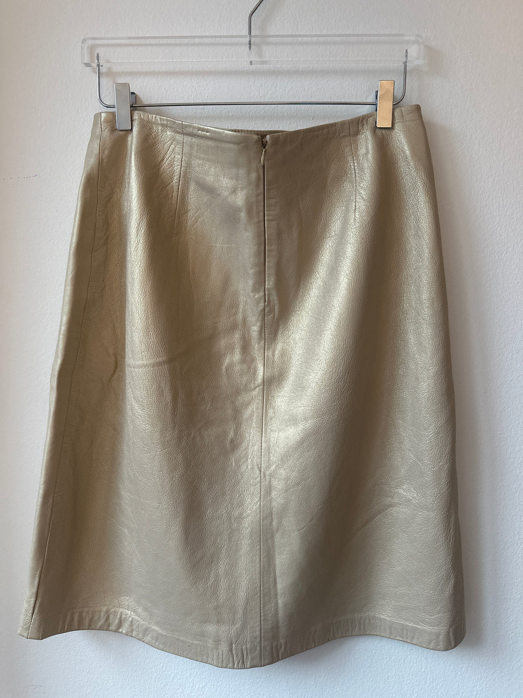 INC Cream Shimmer Leather Pencil Skirt