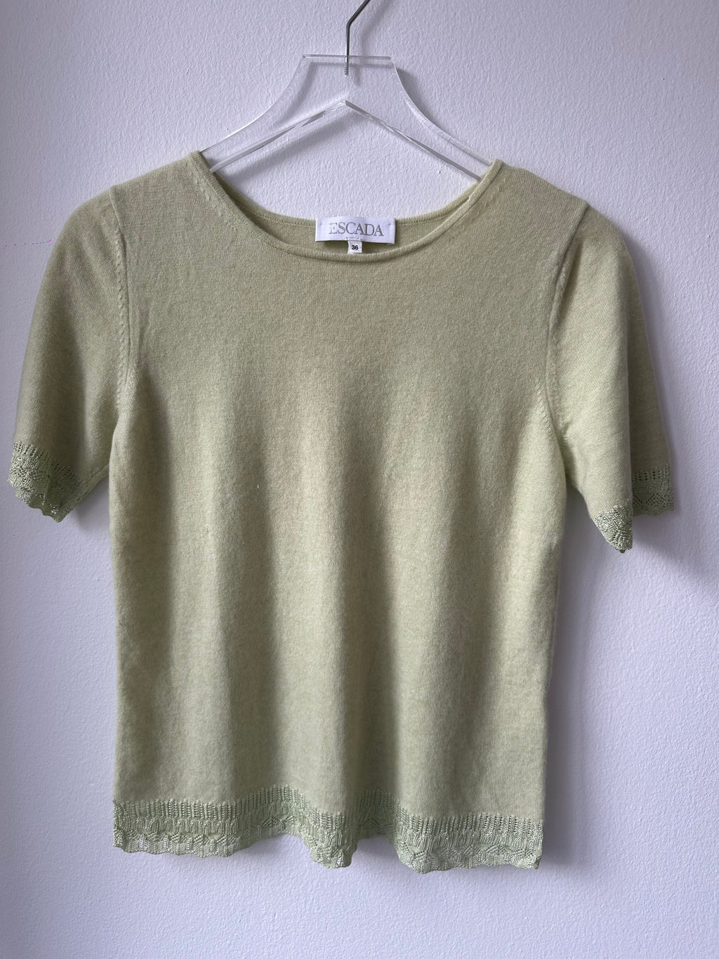 ESCADA Celery Crochet Cashmere Tee