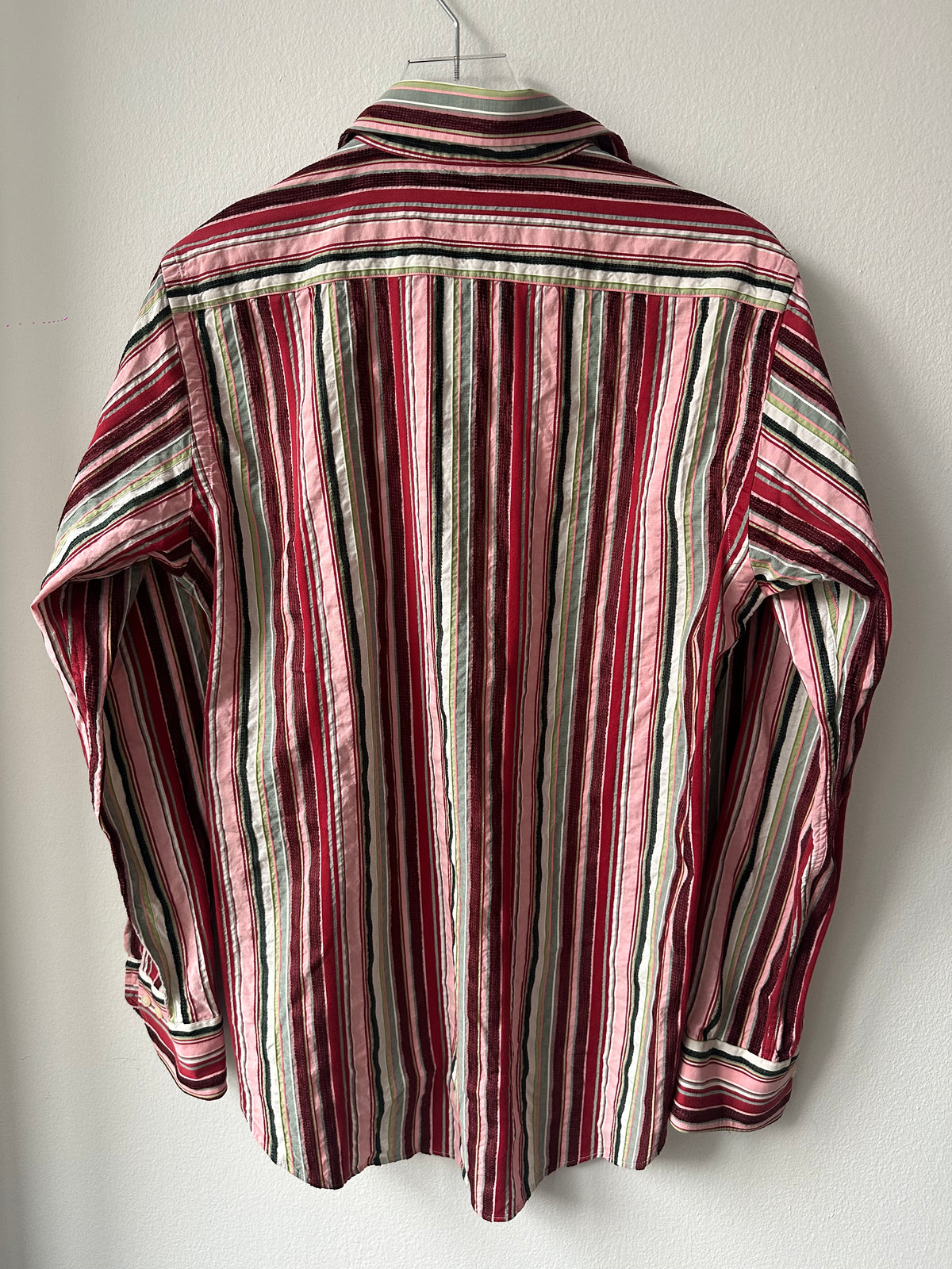 ETRO Men’s Striped Pink Velvet Button Down