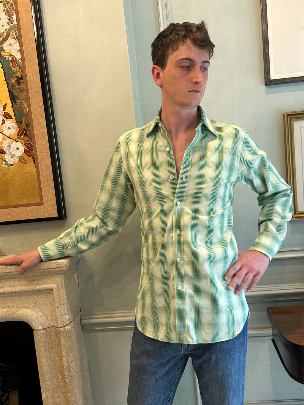 Turnbull & Asser Checkered Button Down
