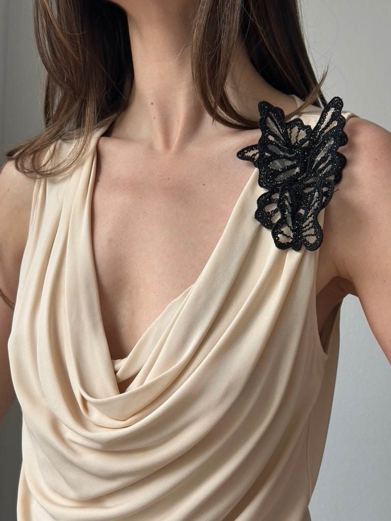 Valentino Cowl Neck Butterfly Blouse