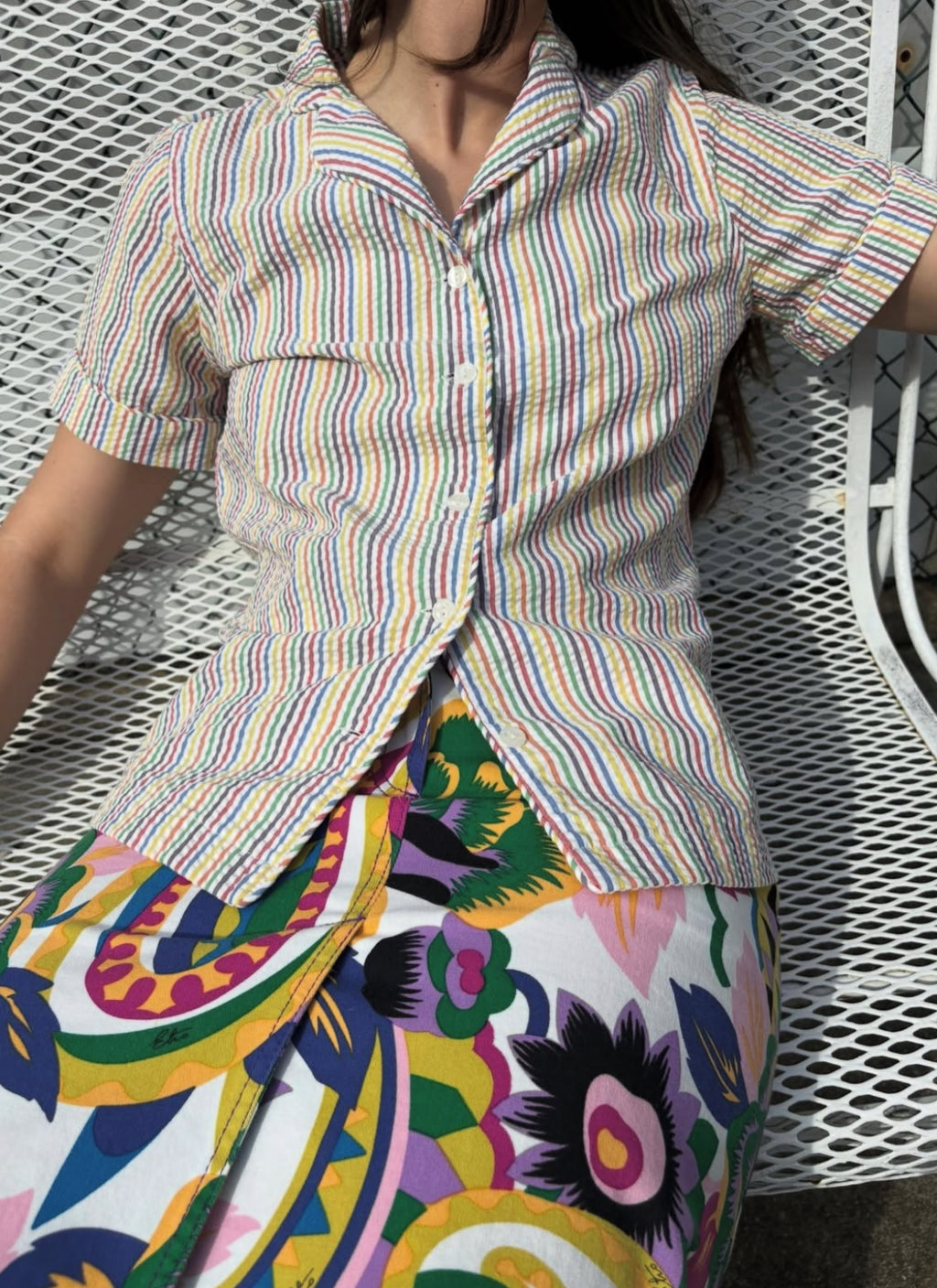 HVN Rainbow Striped Button Down