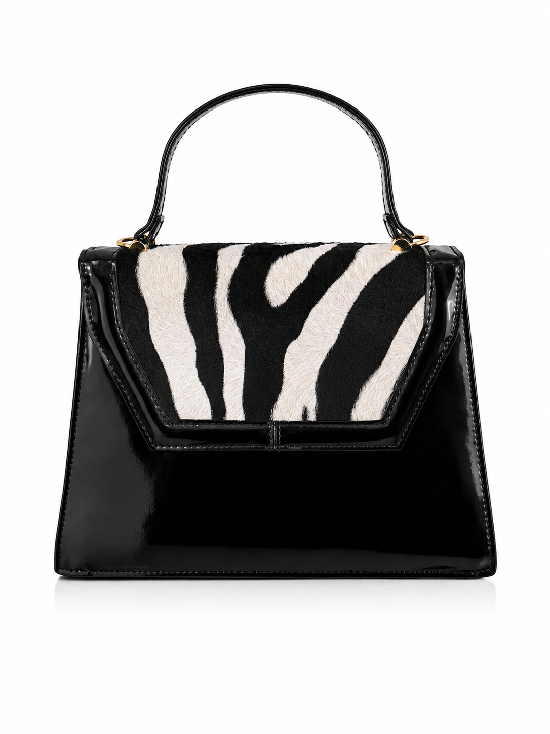 1990s Zebra Print Black Patent Bag