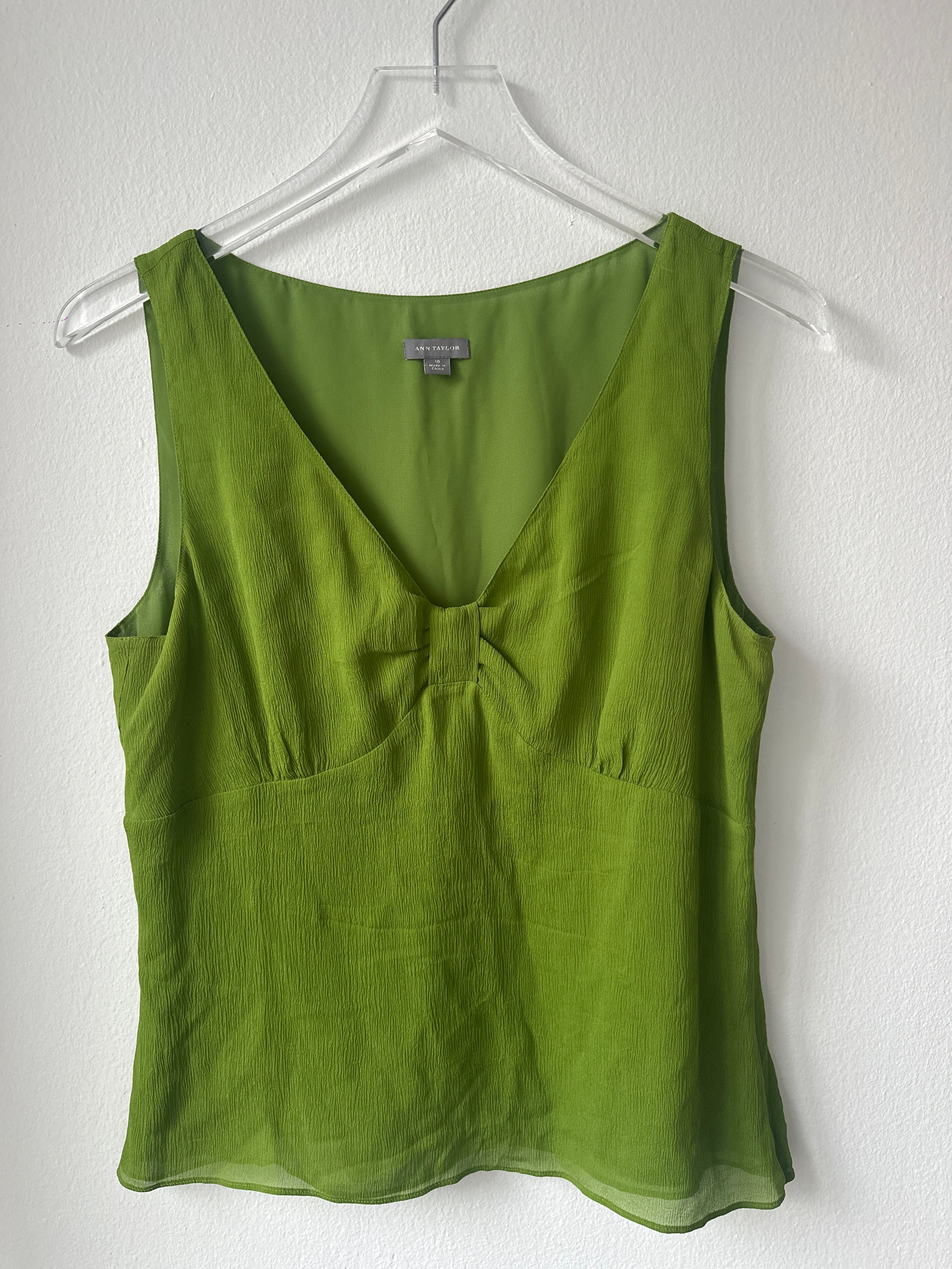 Ann Taylor Green Silk Blouse