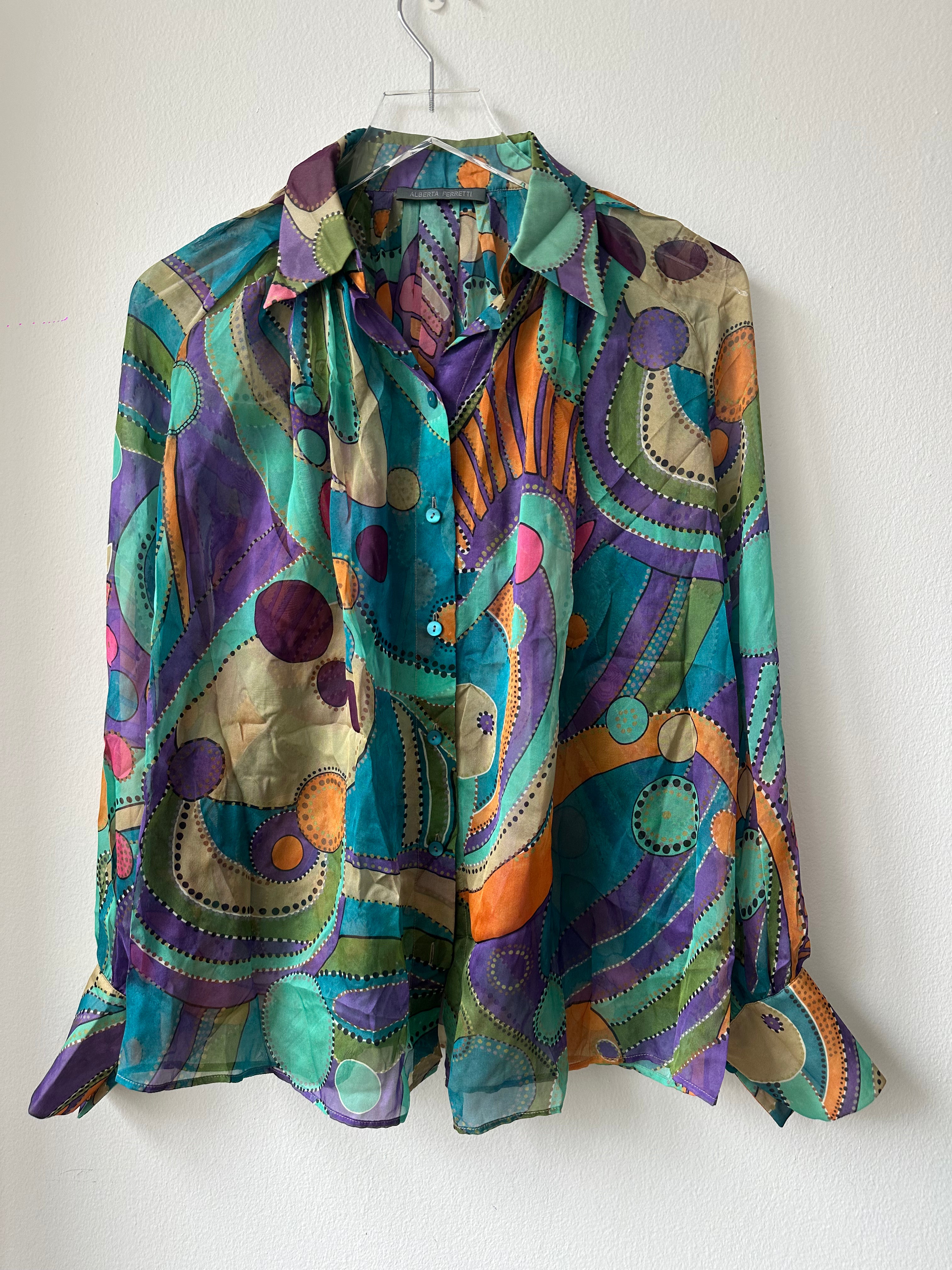 Alberta Ferretti Multicoloured Silk Top