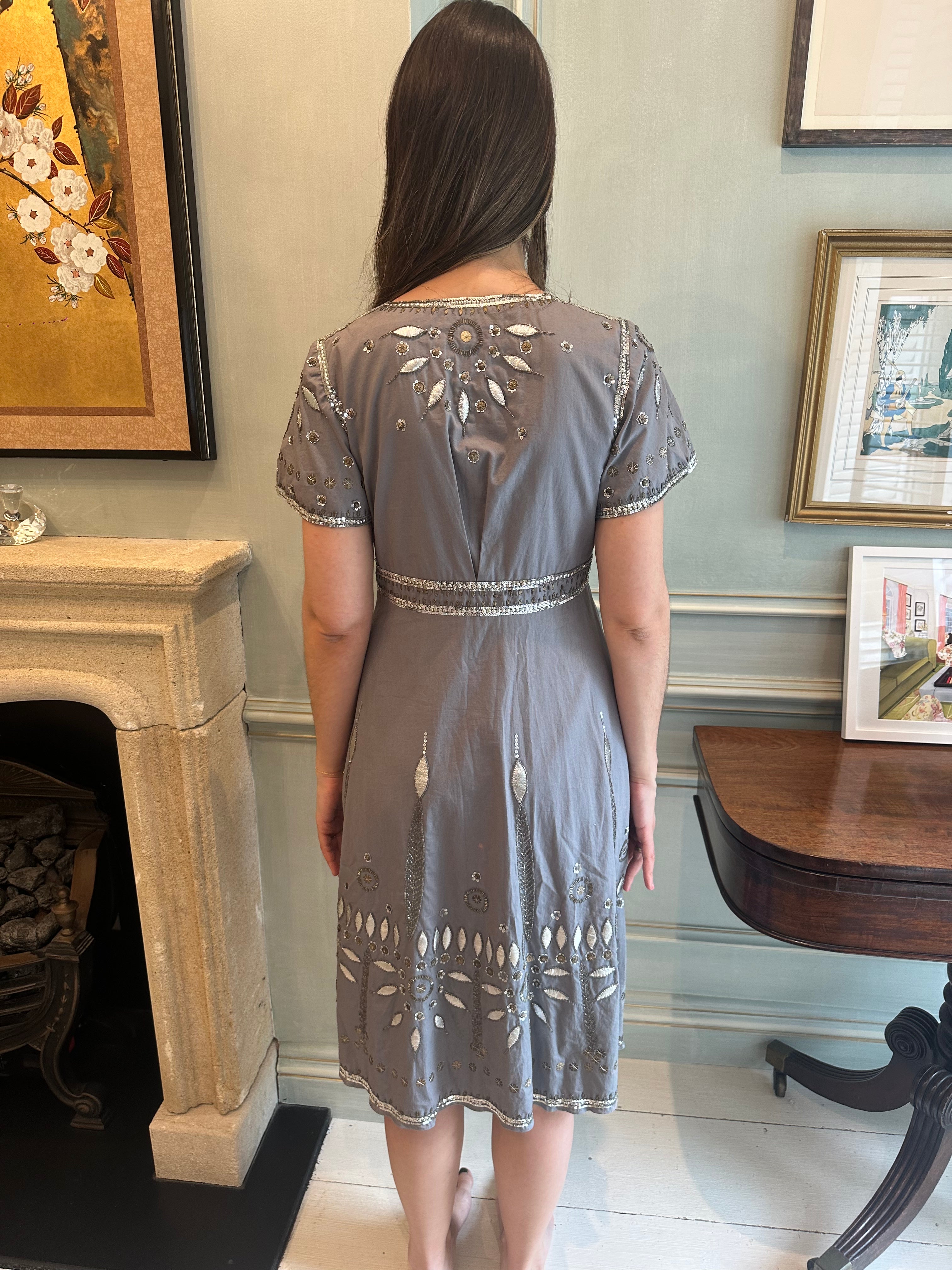 Temperly London Cotton & Silk Sequin Midi Dress