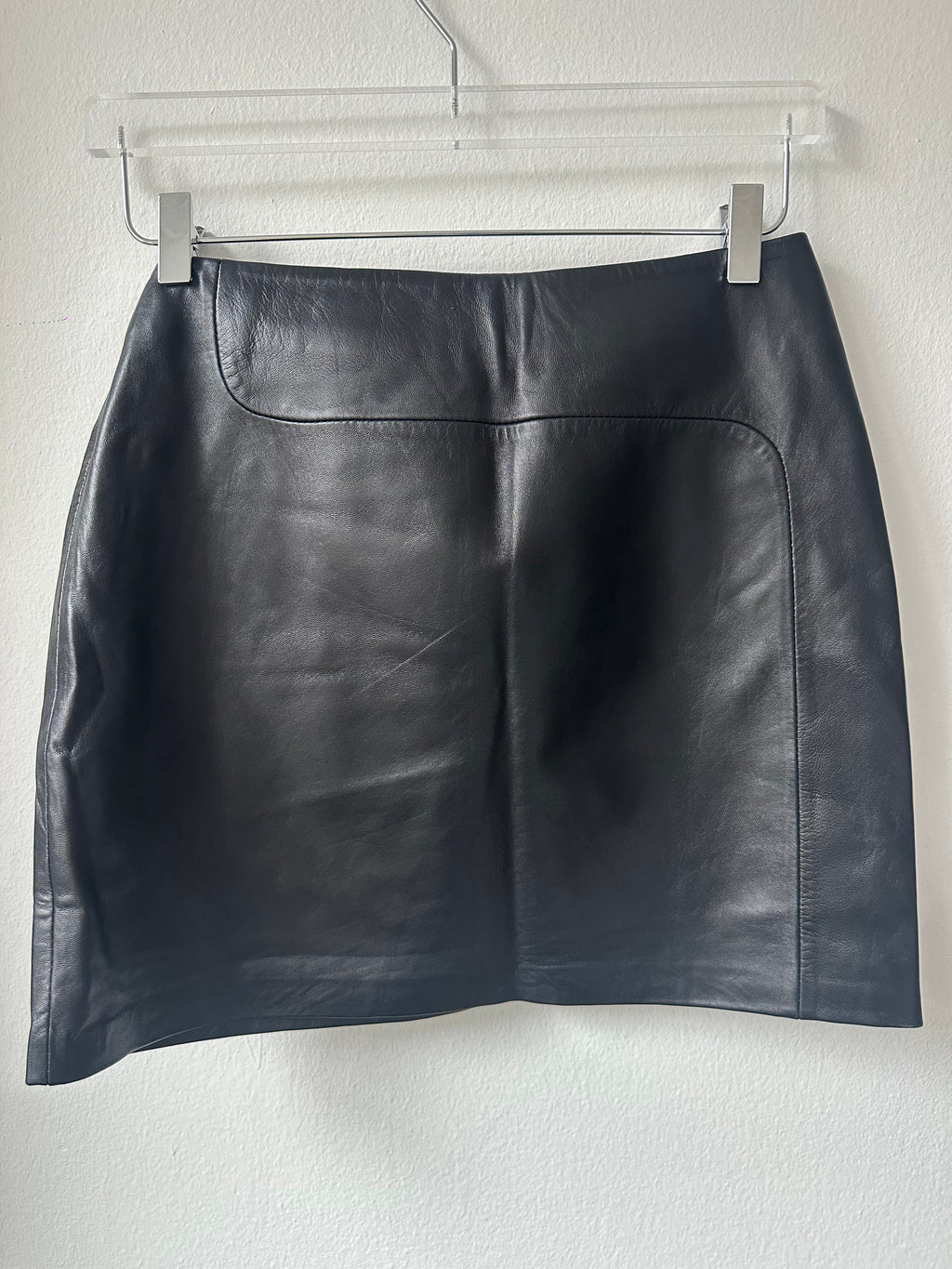 INC Black Button Leather Mini Skirt