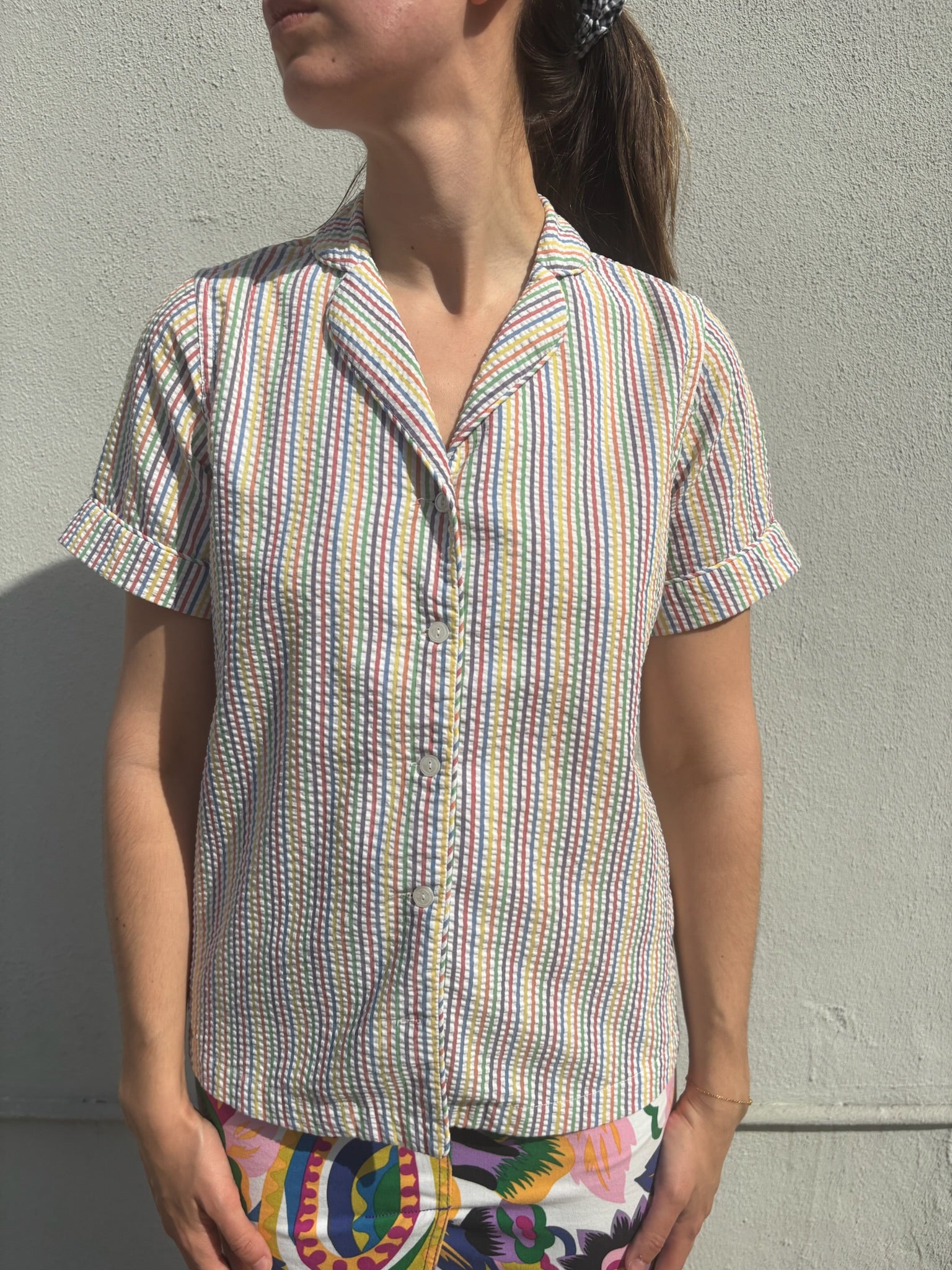 HVN Rainbow Striped Button Down
