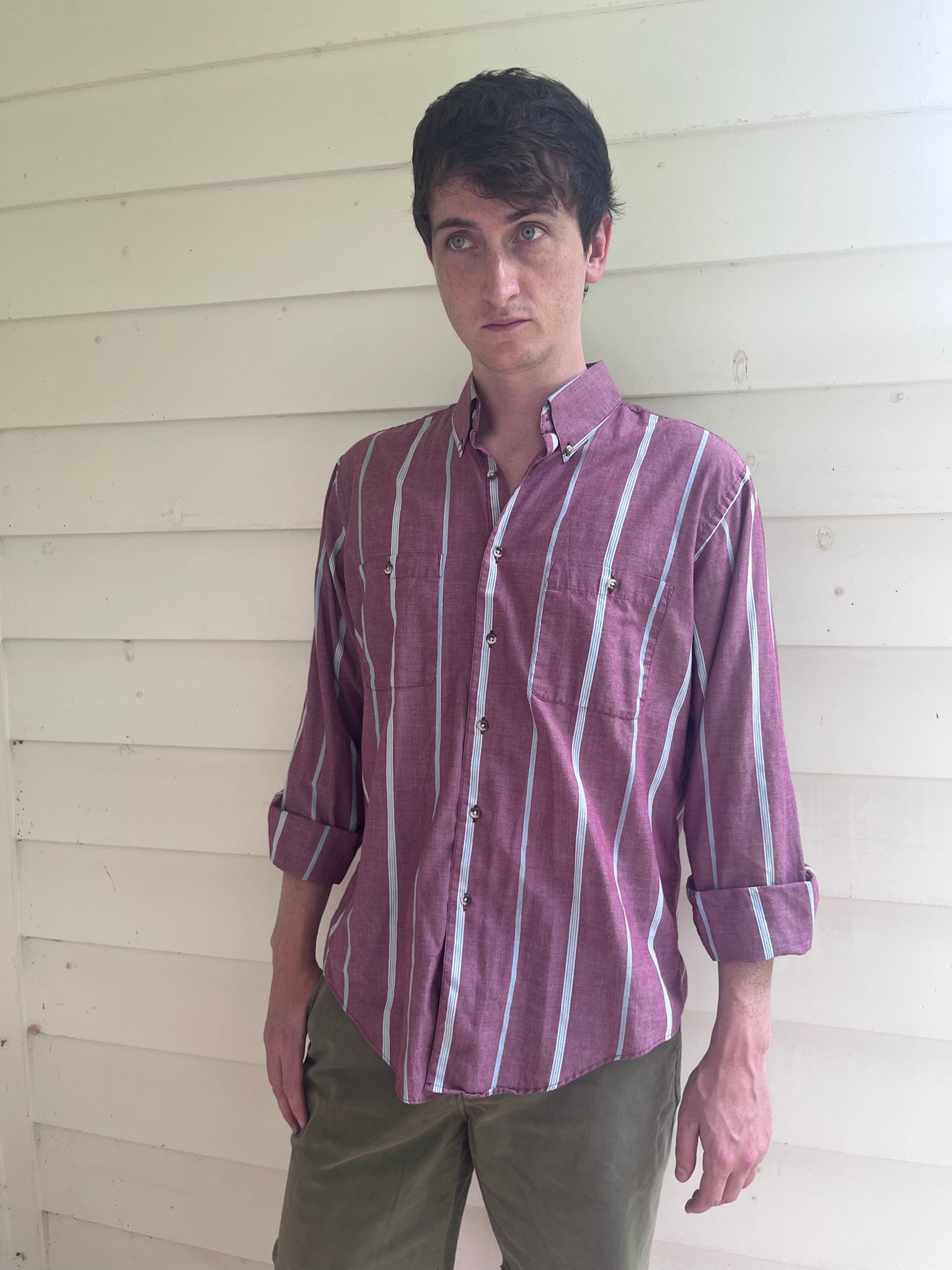 John Weitz Men's Striped Button Down