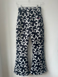 Fiorucci Flared Floral Black and White Disco Trousers