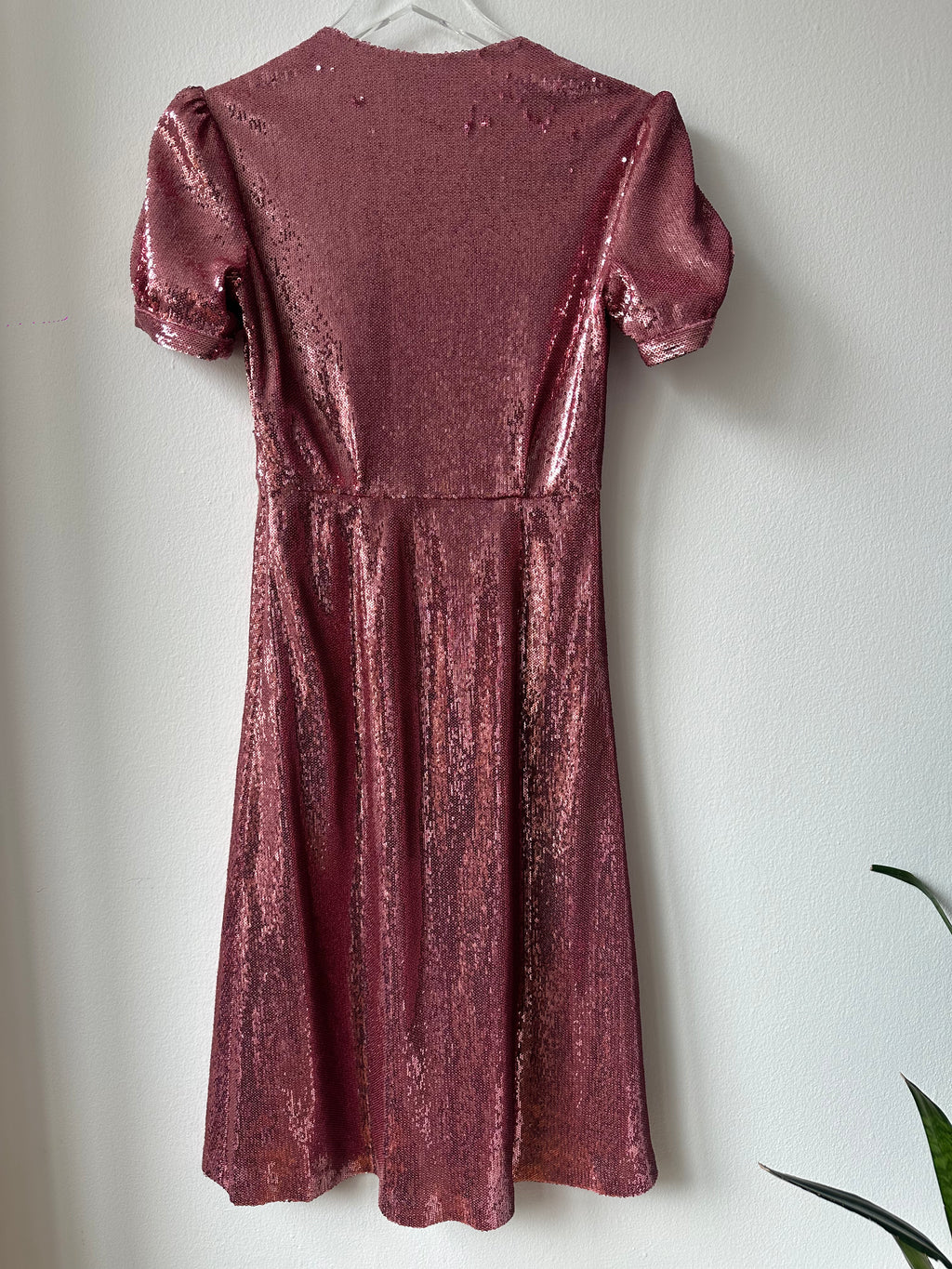 HVN Pink Sequin Midi Dress