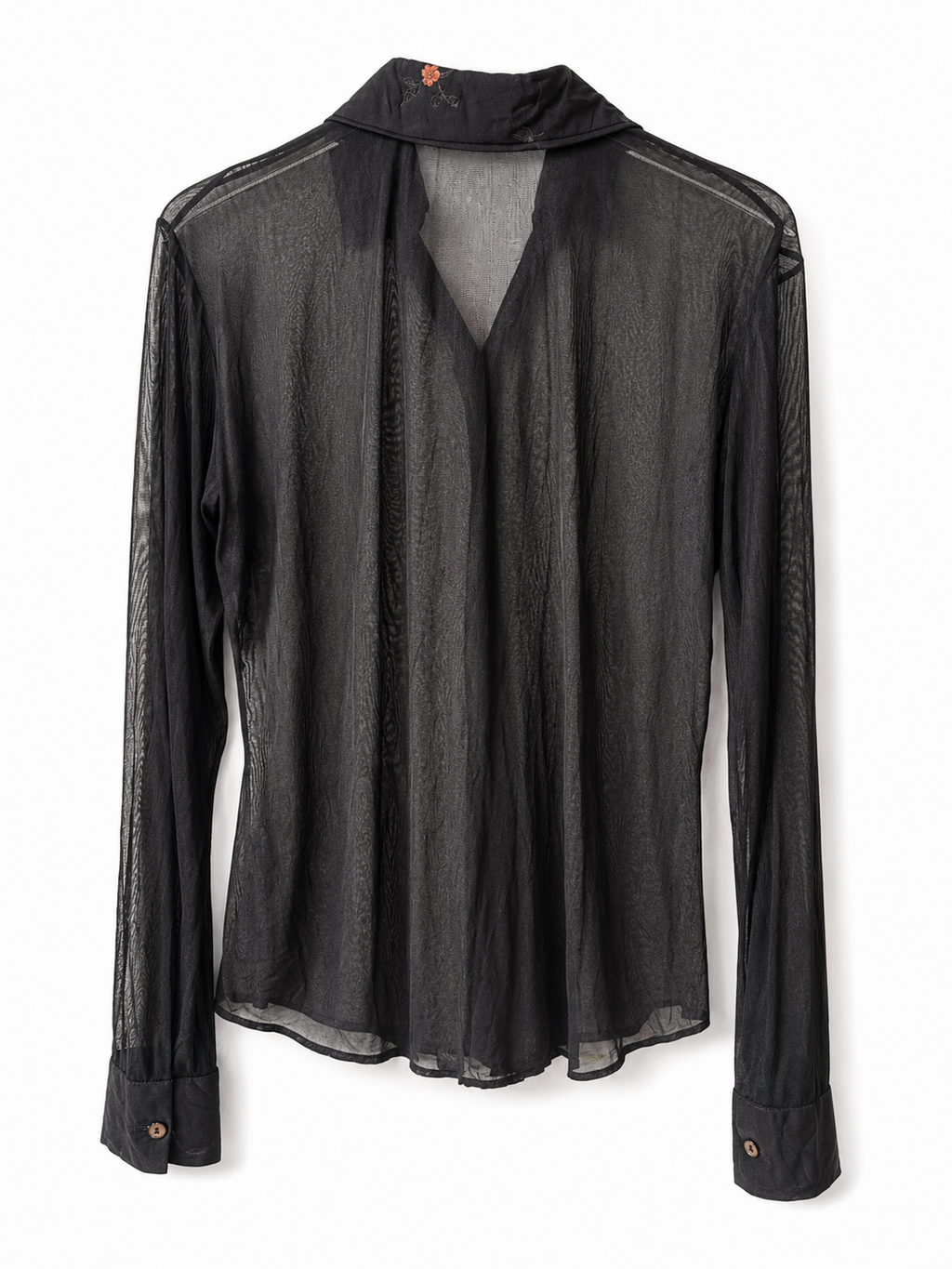 Sportmax Sheer Embroidered Floral Button Down Top