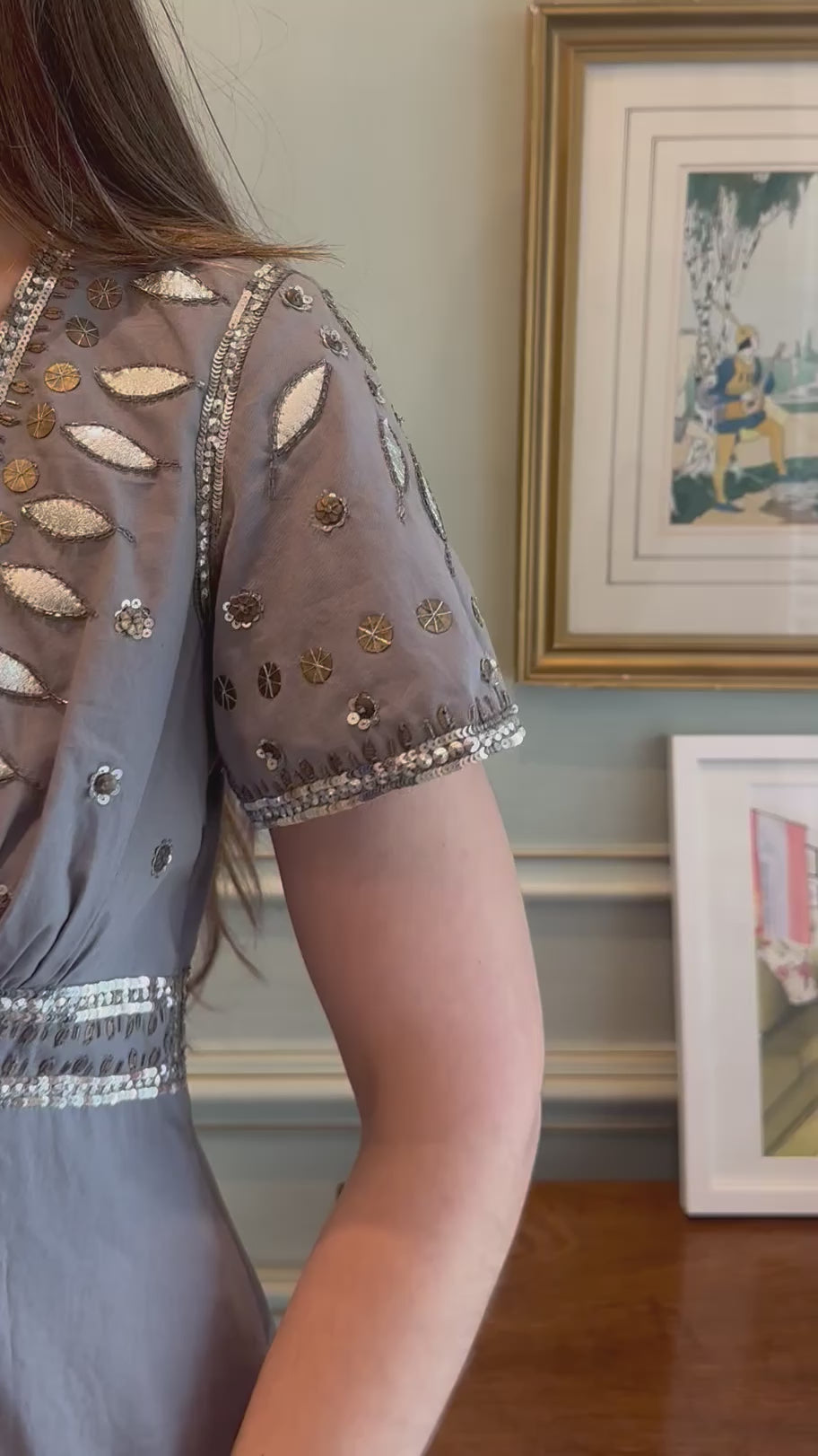 Temperly London Cotton & Silk Sequin Midi Dress