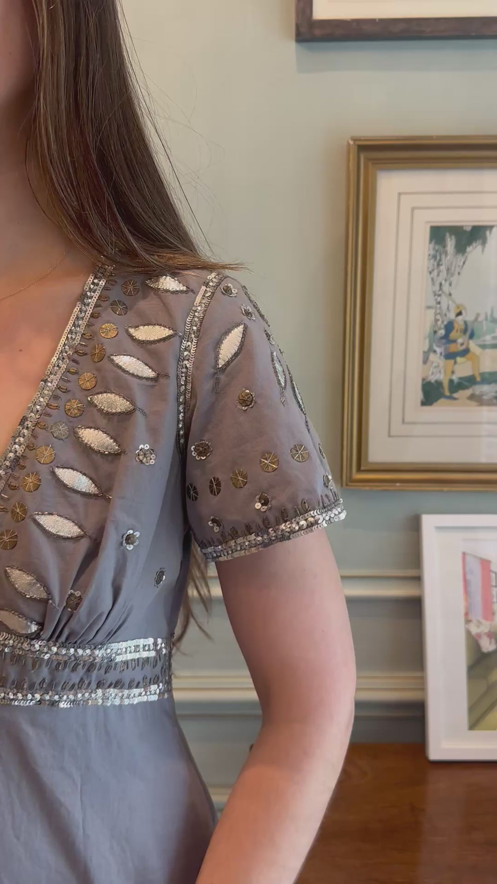 Temperly London Cotton & Silk Sequin Midi Dress